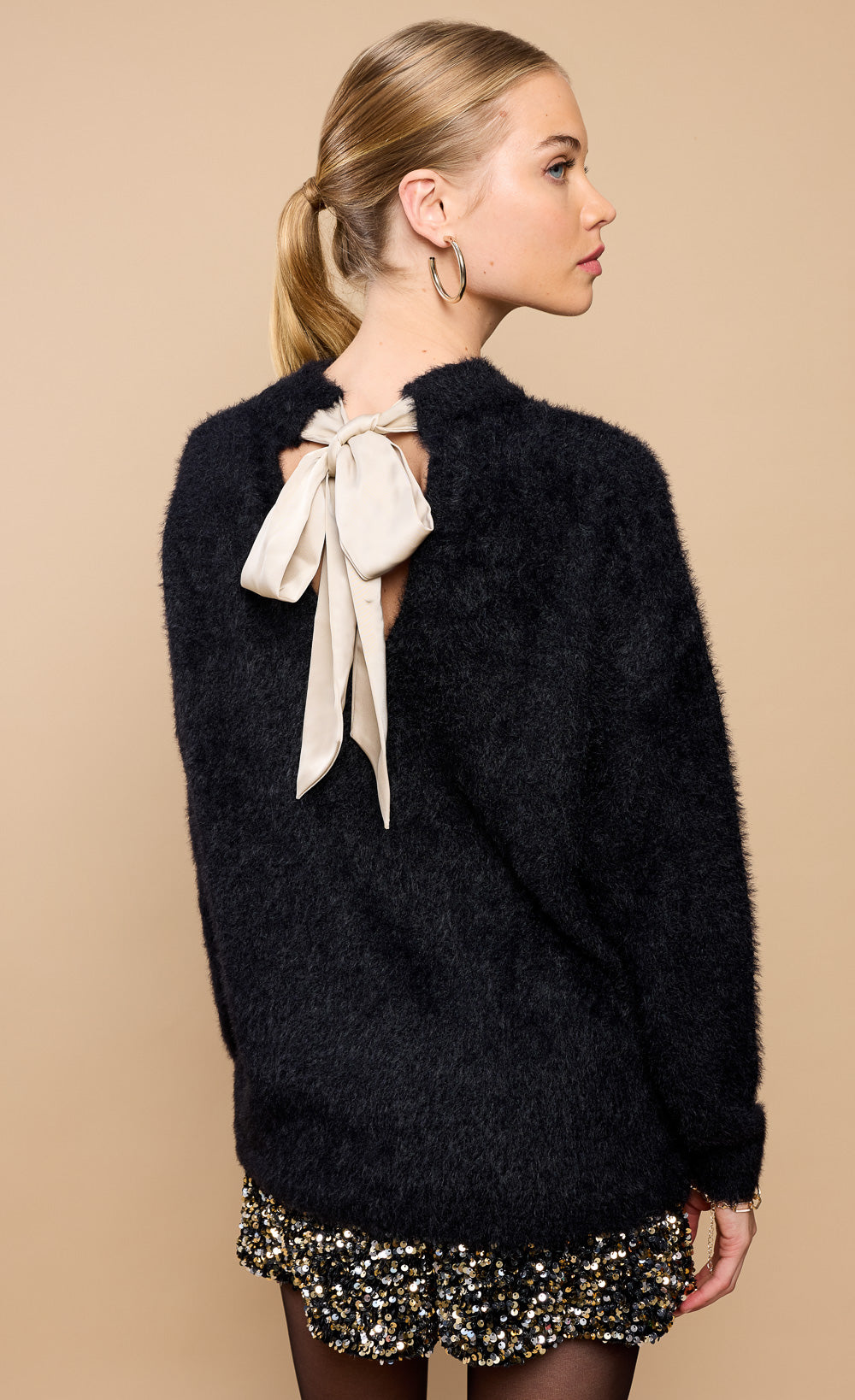 Black Soft Jumper with Bow Detail by Vicky Pattison