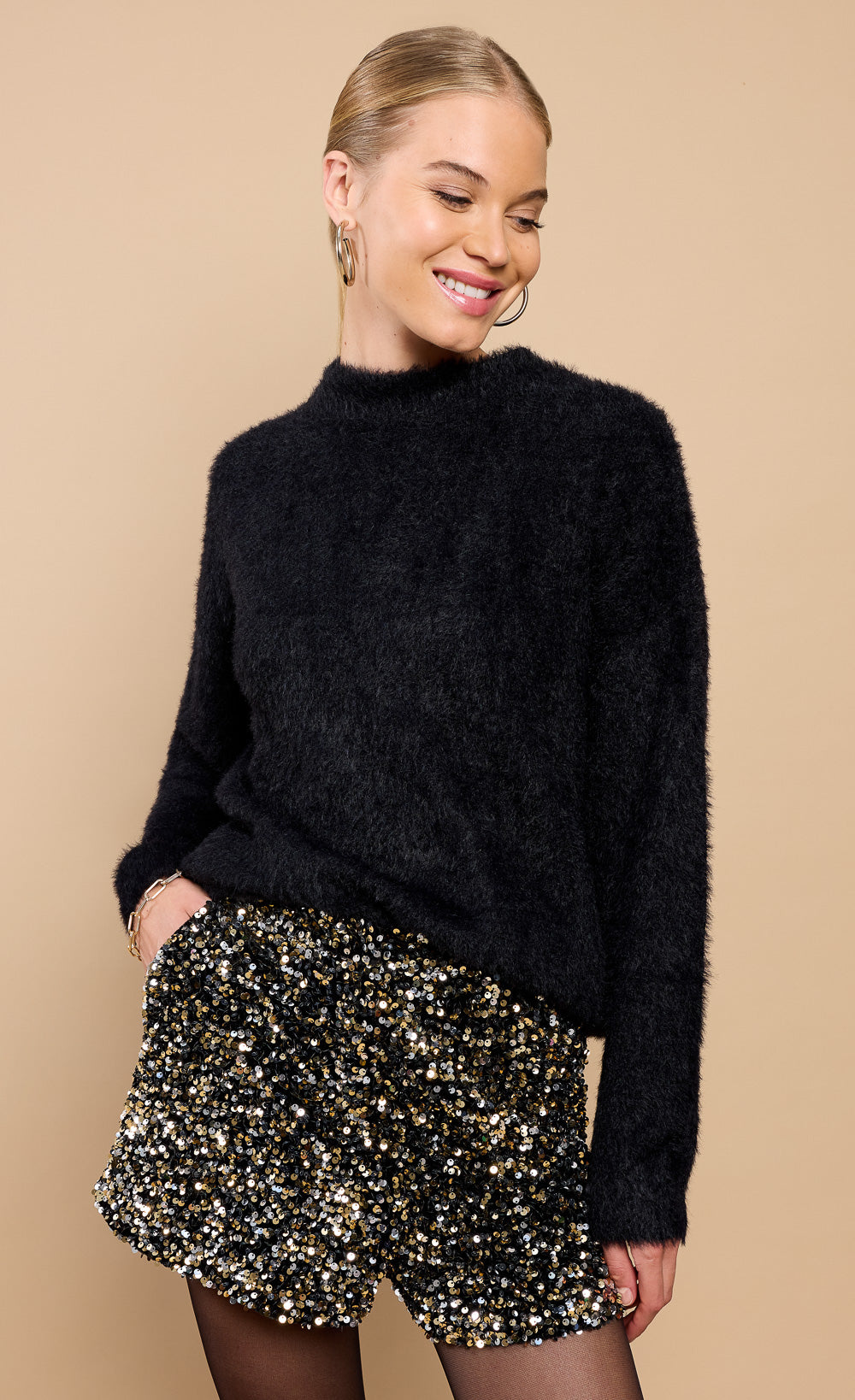 Black Soft Jumper with Bow Detail by Vicky Pattison