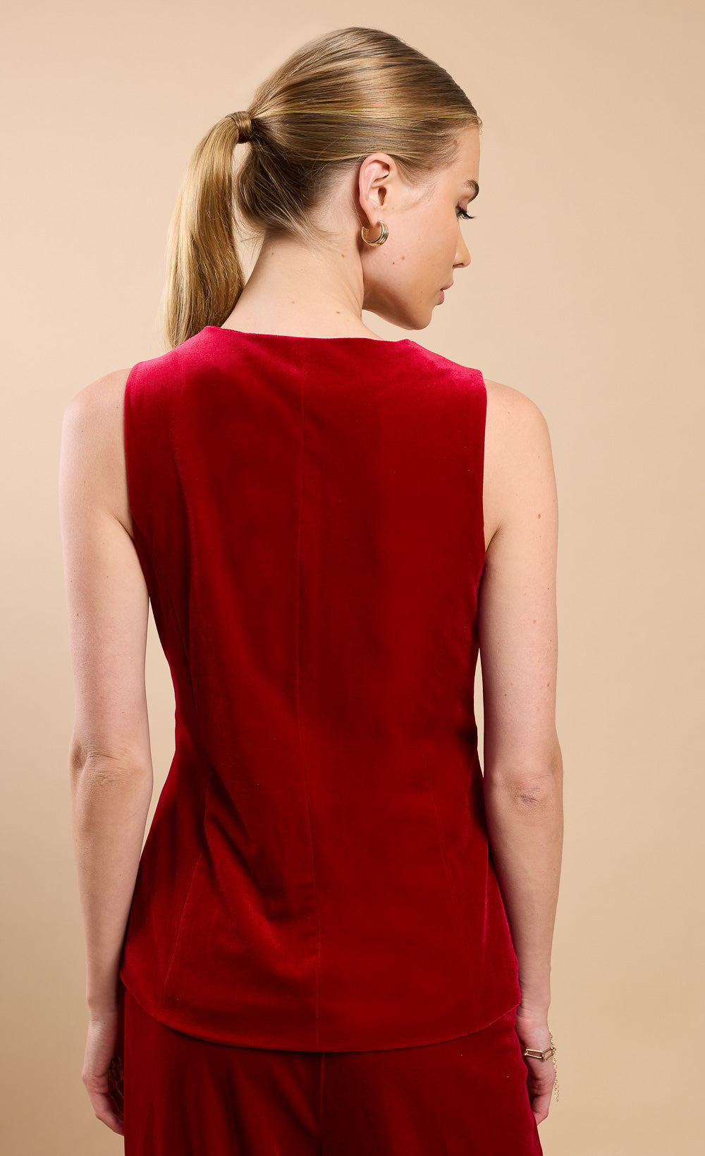 Ruby Red Sleeveless Waistcoat by Vicky Pattison