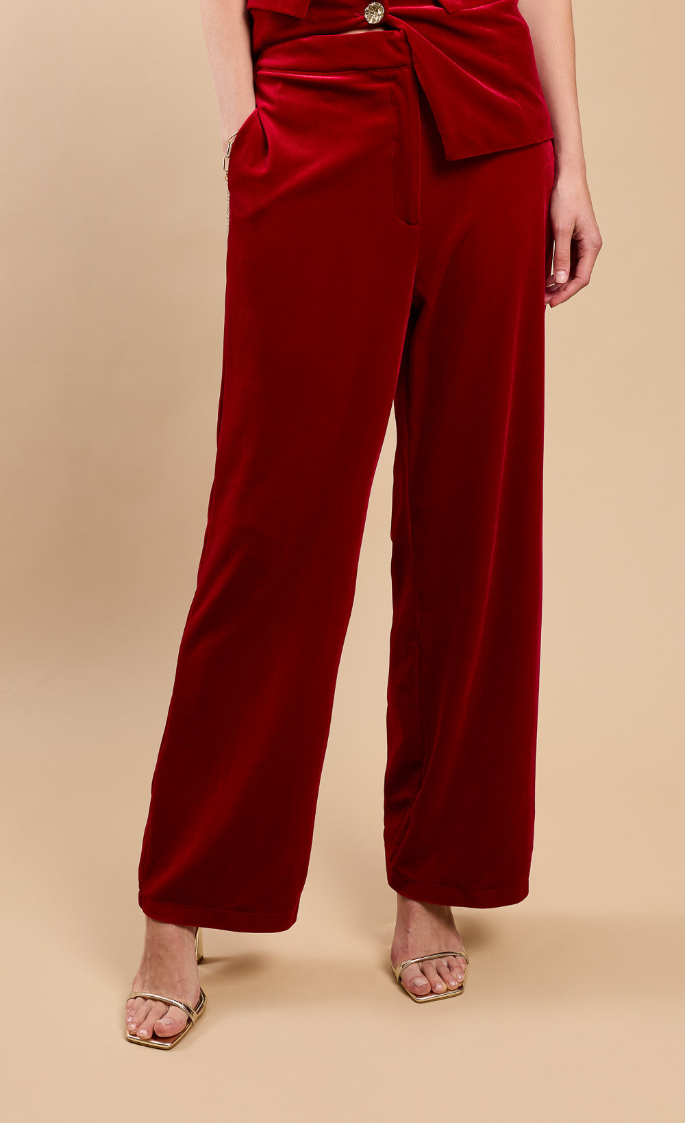 Ruby Red Wide Leg Trousers by Vicky Pattison