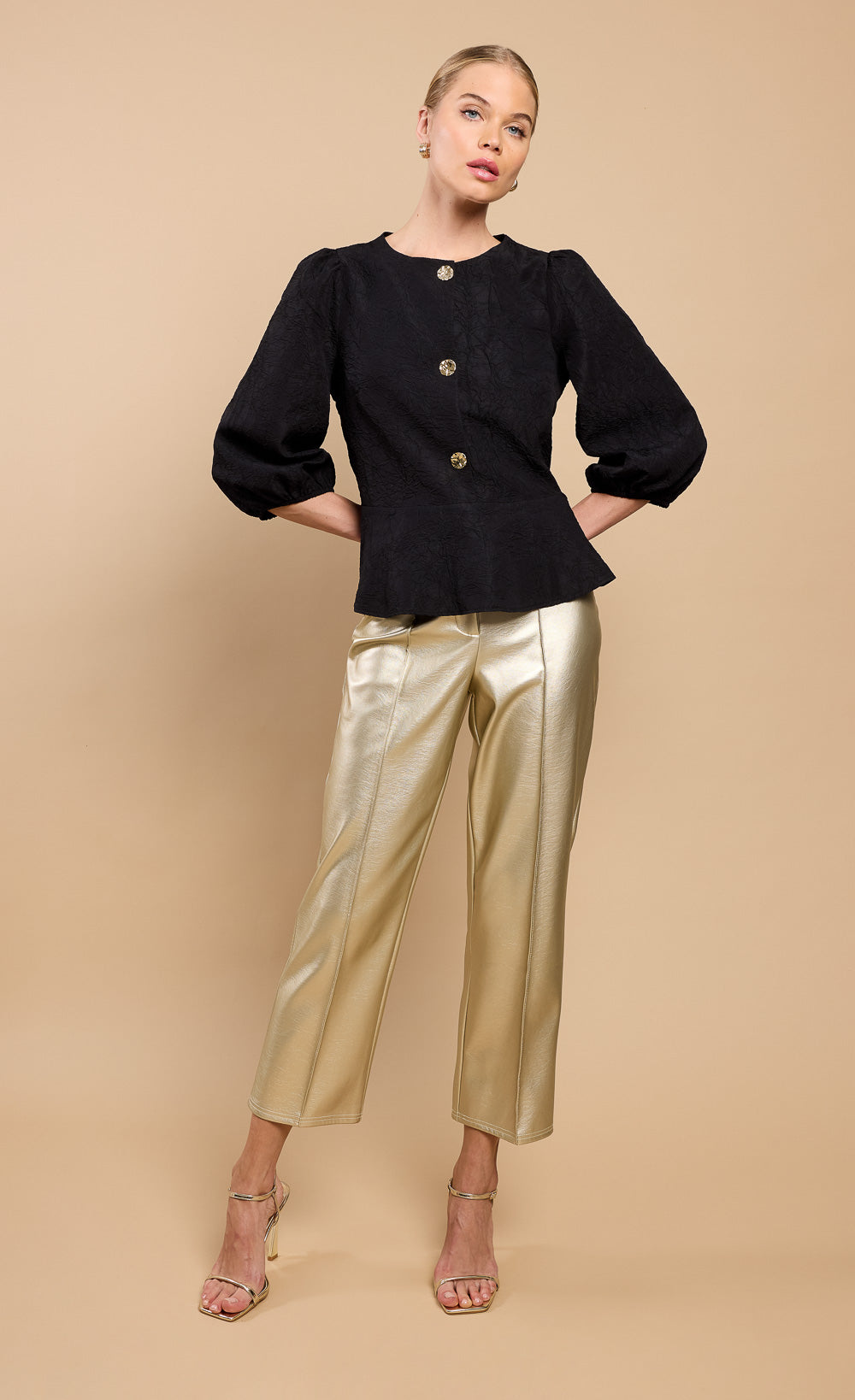 Black Textured Blouse by Vicky Pattison