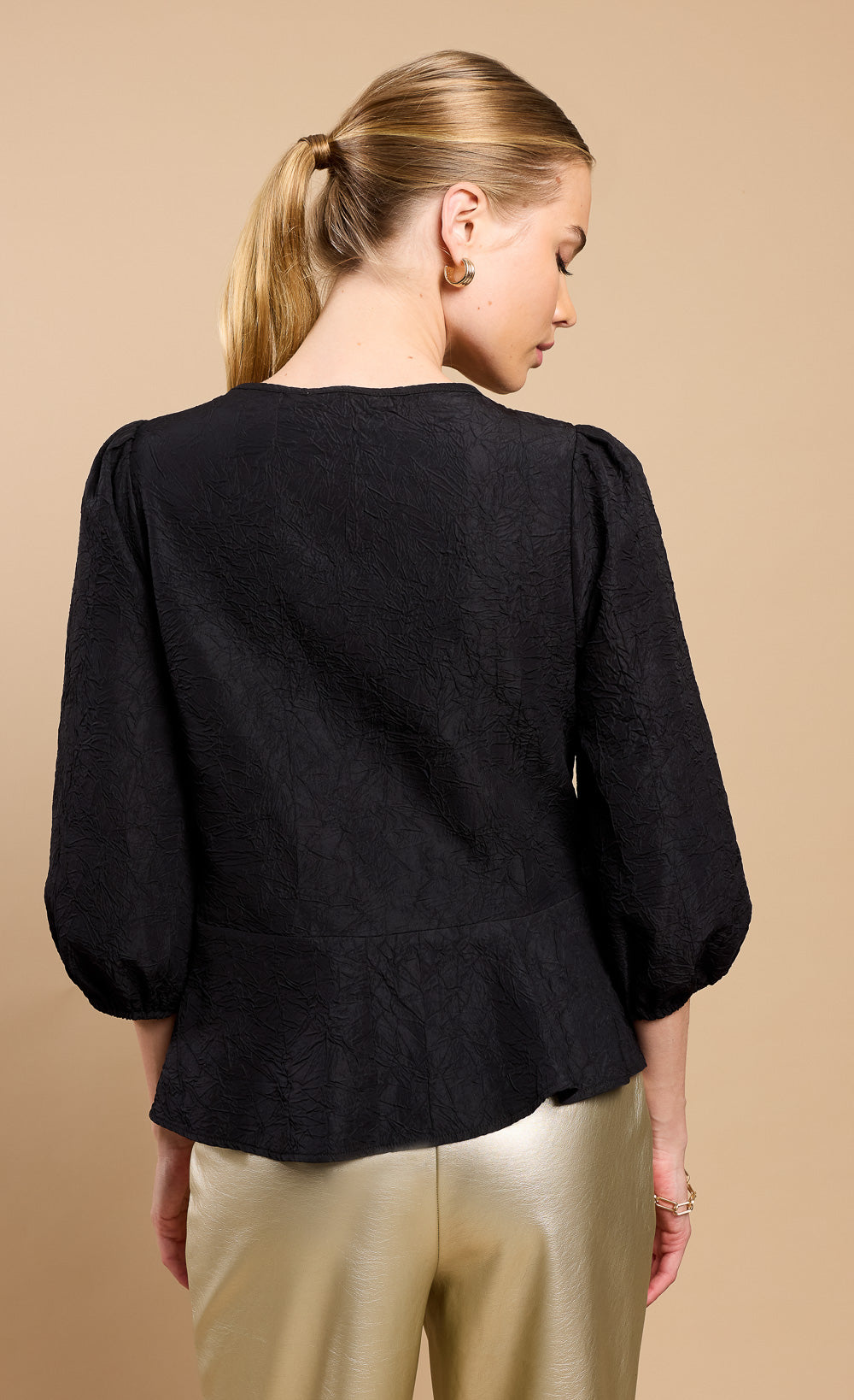 Black Textured Blouse by Vicky Pattison