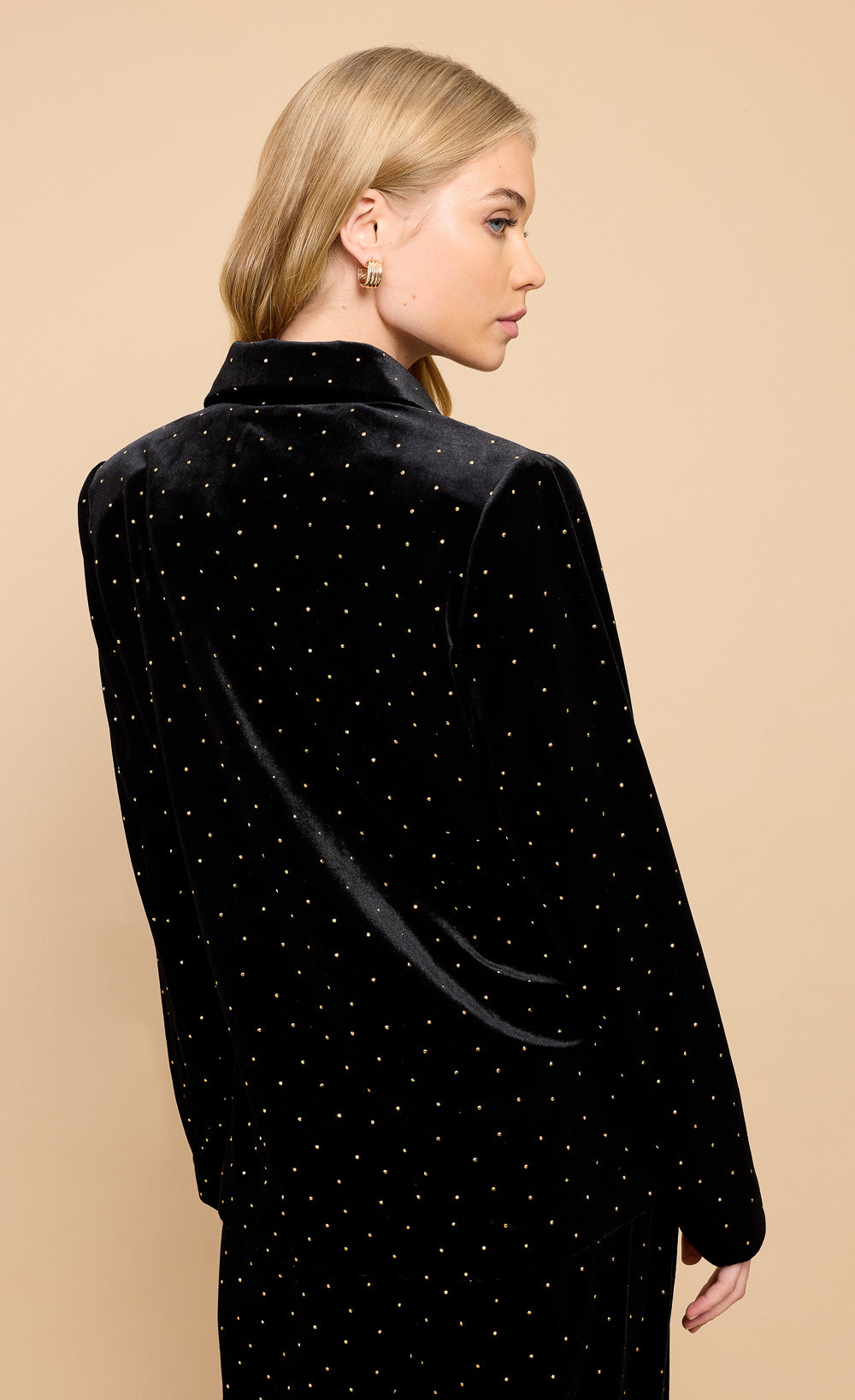 Black Velvet and Gold Diamanté Blazer by Vicky Pattison