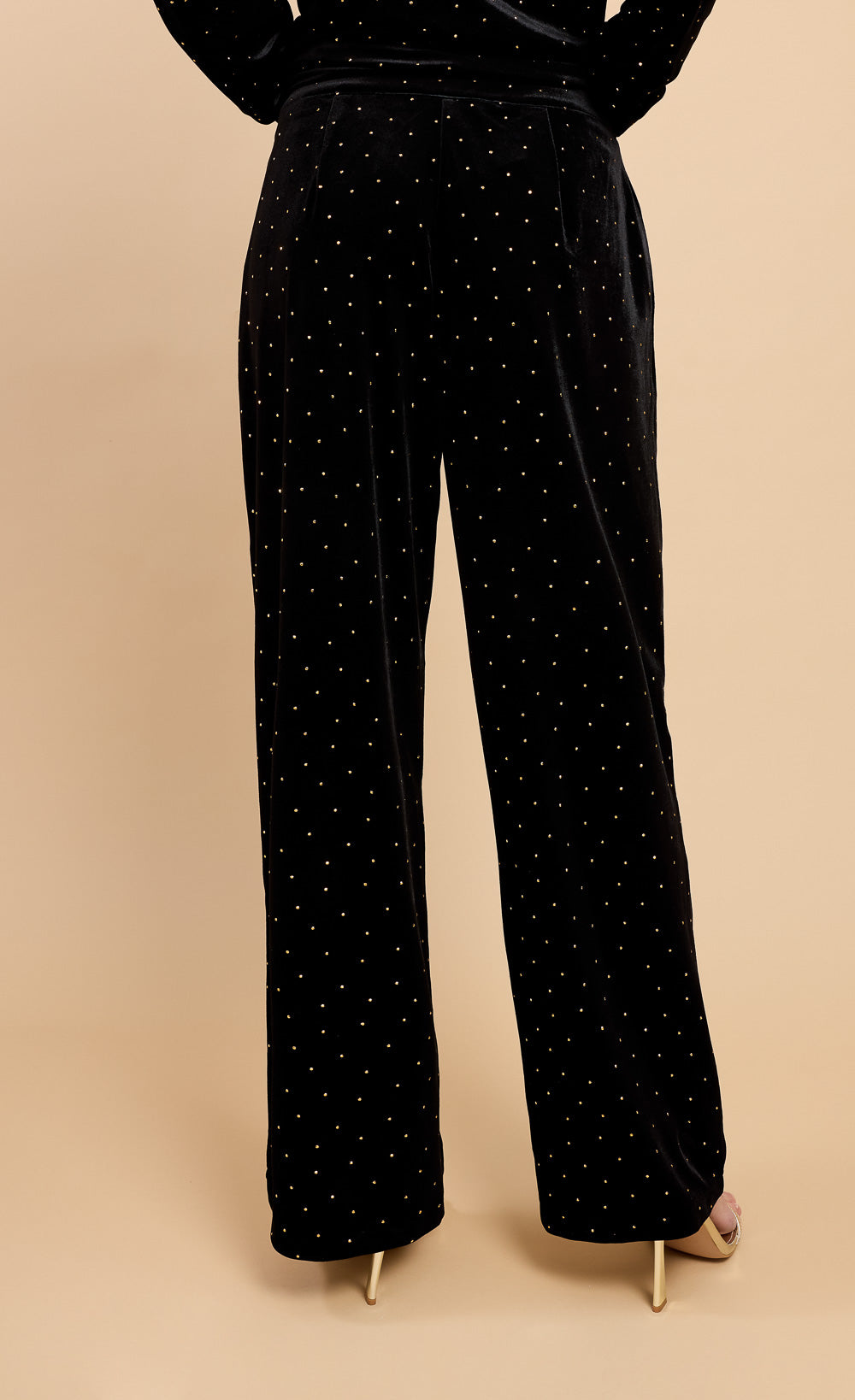 Black Velvet and Gold Diamanté Trousers by Vicky Pattison