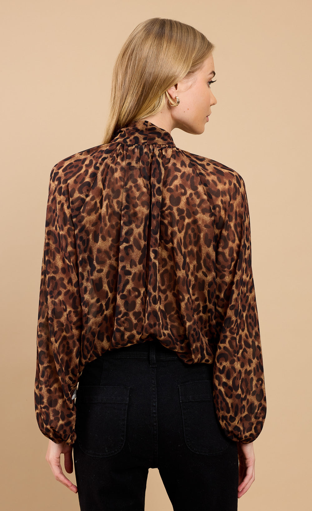 Leopard Print Chiffon Bow Detail Blouse by Vicky Pattison