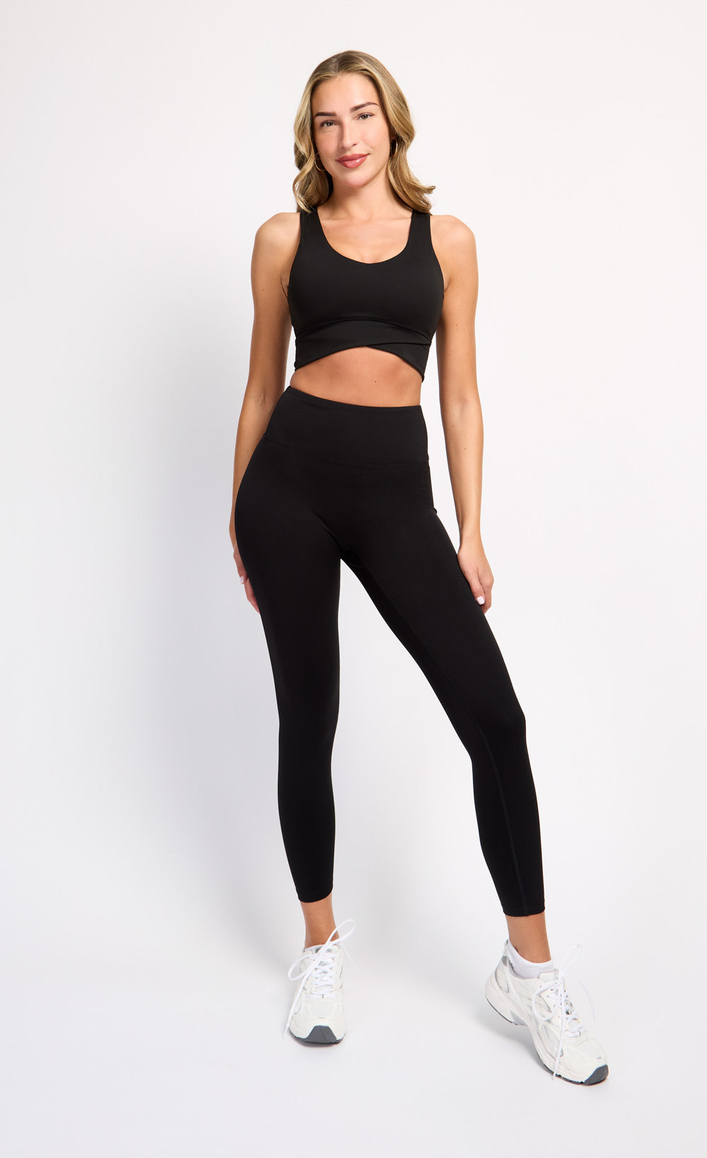 Black Active V-Neck Cross Front Top