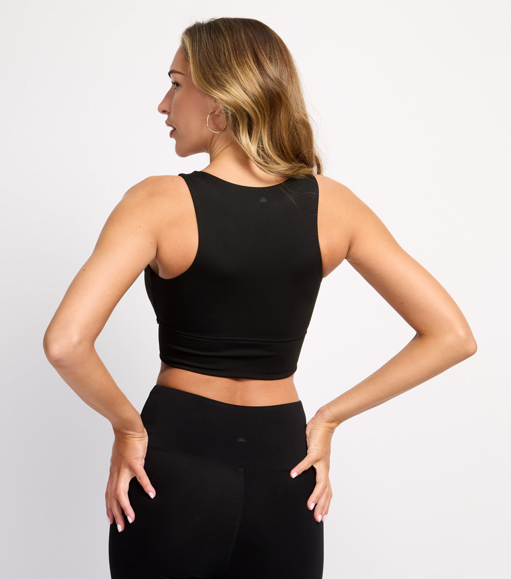 Black Active V-Neck Cross Front Top
