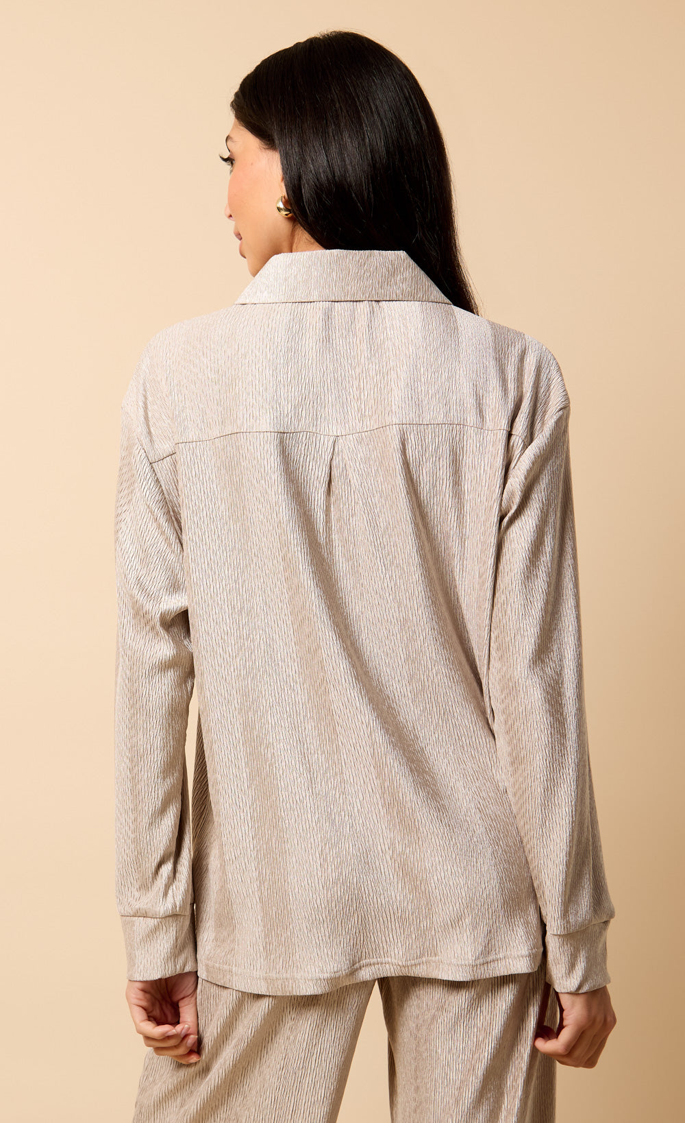 Brown Plisse Shirt by Vicky Pattison