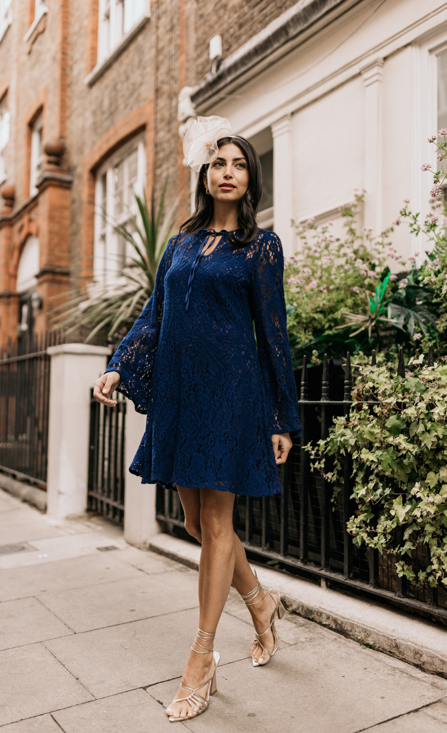 Navy Crochet Mini Dress