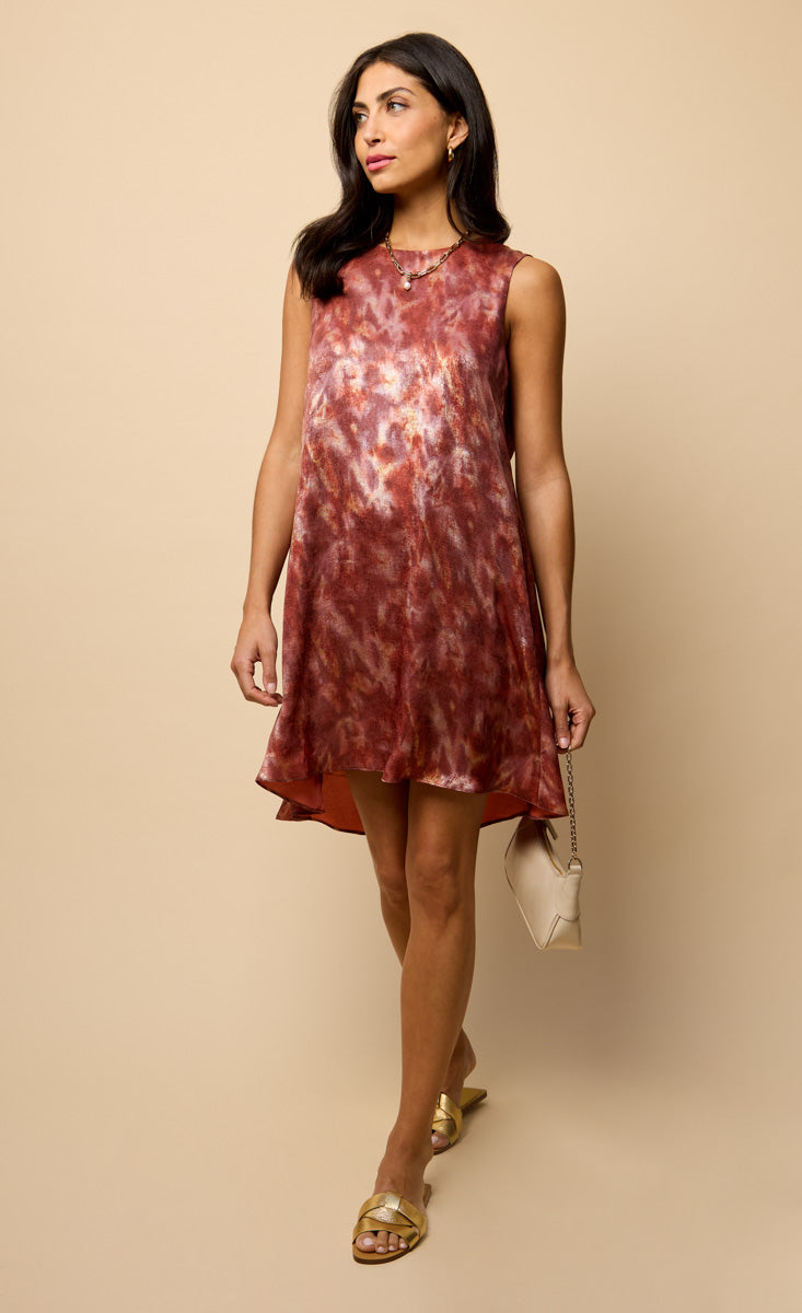 Blur Print Satin Mini Dress