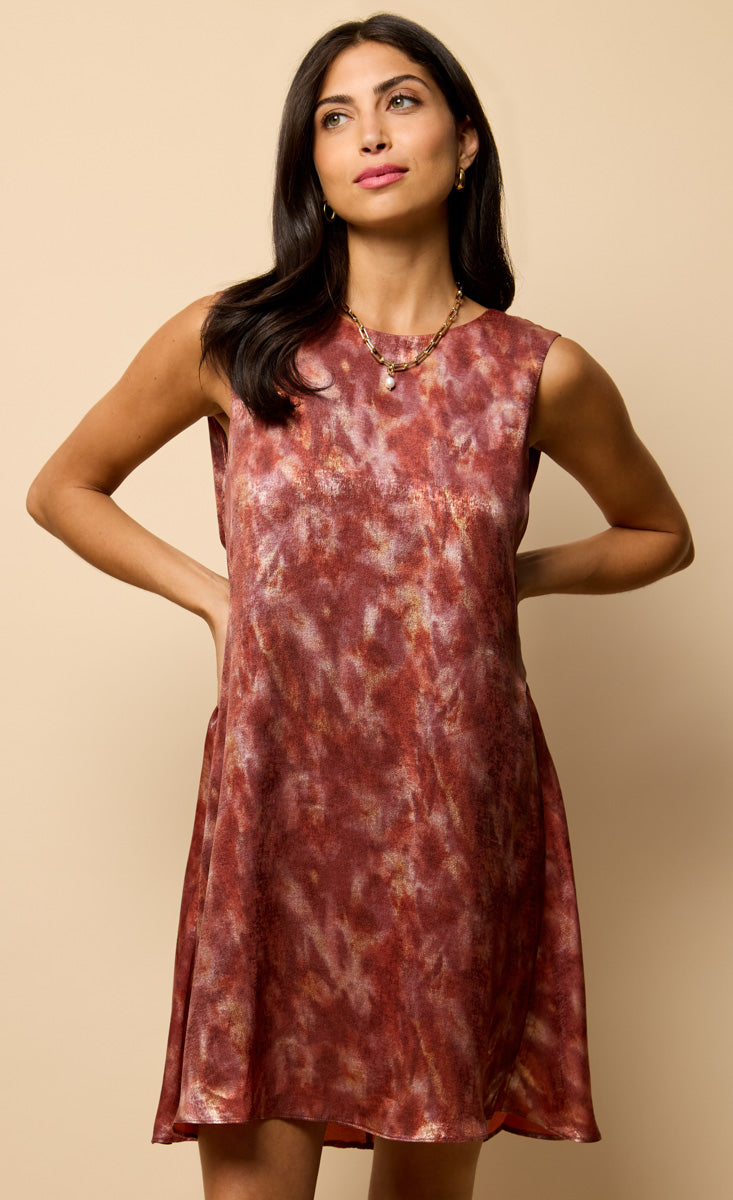 Blur Print Satin Mini Dress