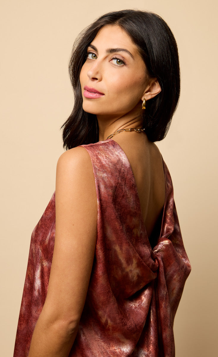 Blur Print Satin Mini Dress