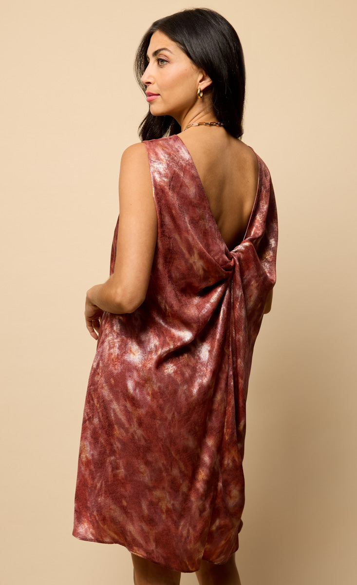 Blur Print Satin Mini Dress