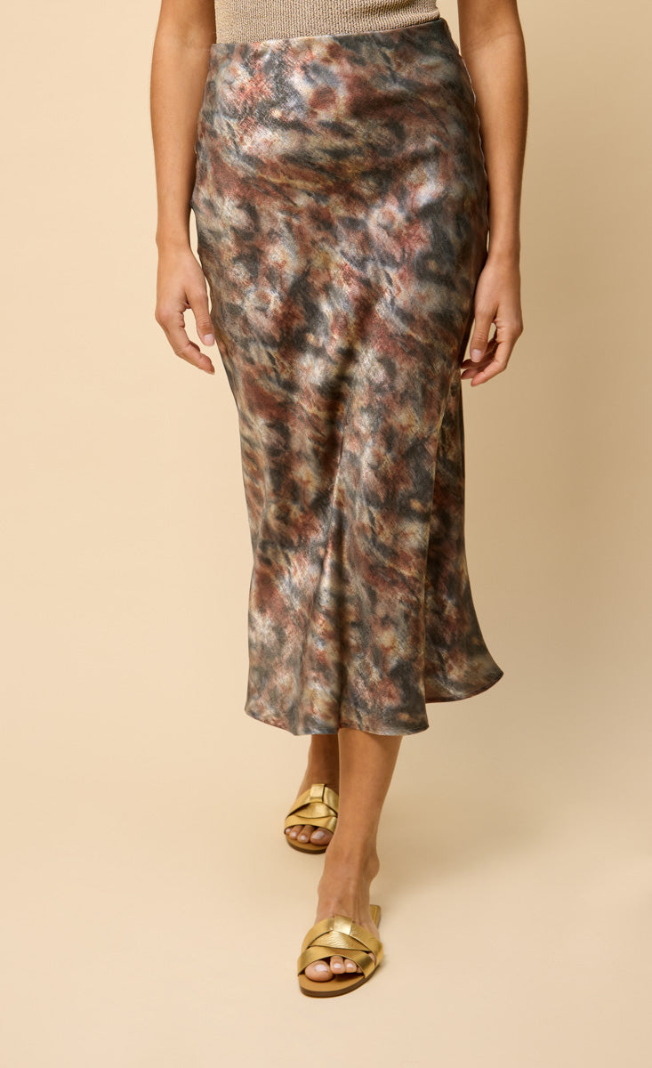 Sage Blur Print Midaxi Skirt