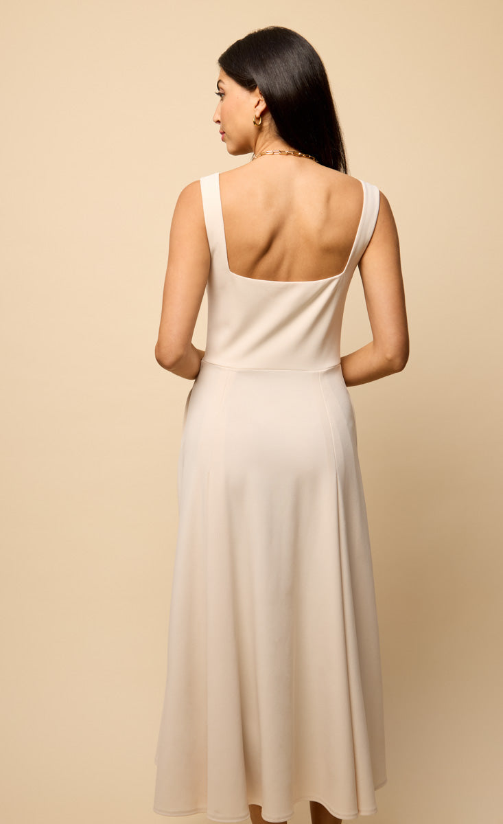 Ecru Square Neck Midaxi Dress