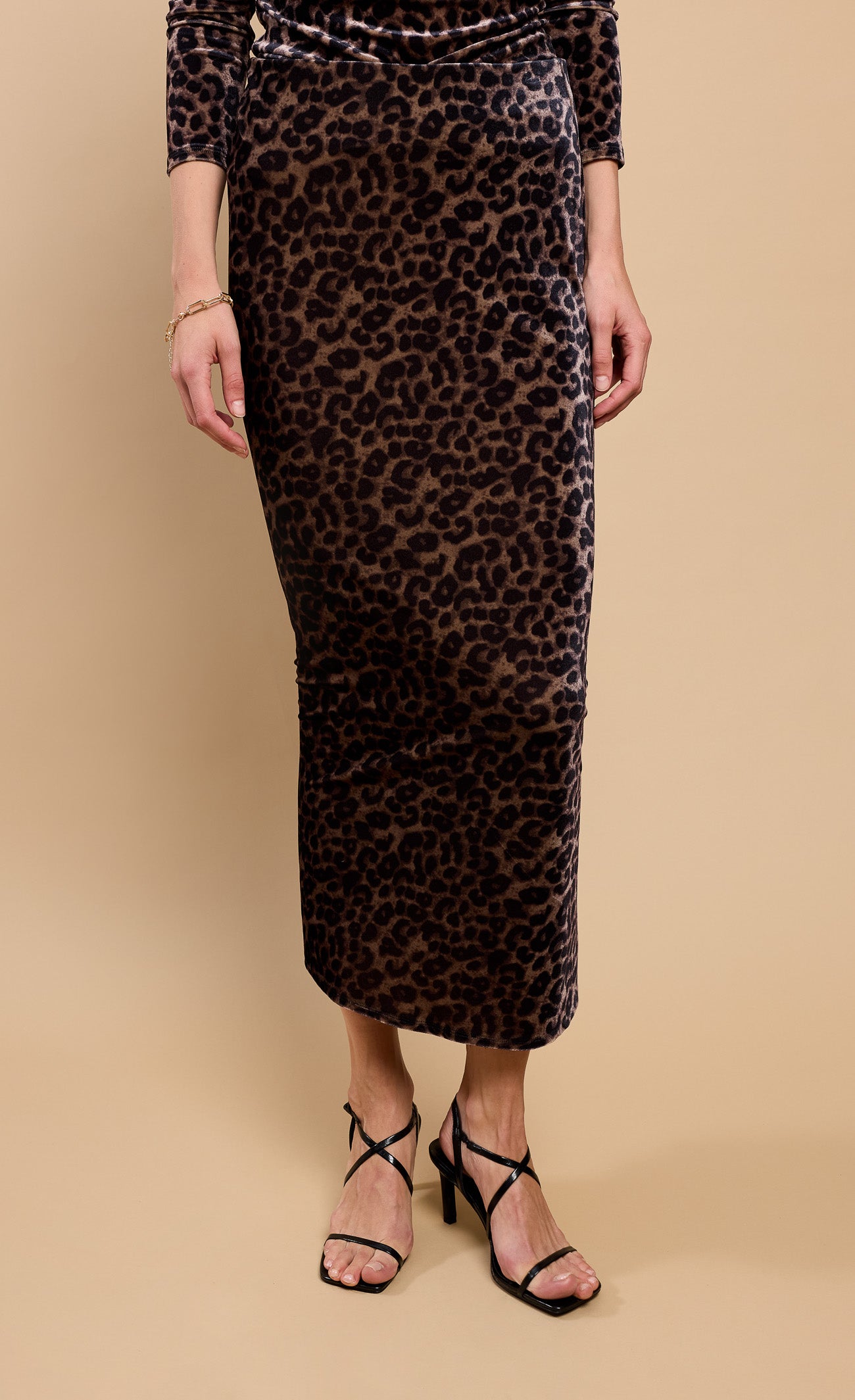 Leopard Print Velvet Midaxi Skirt by Vicky Pattison