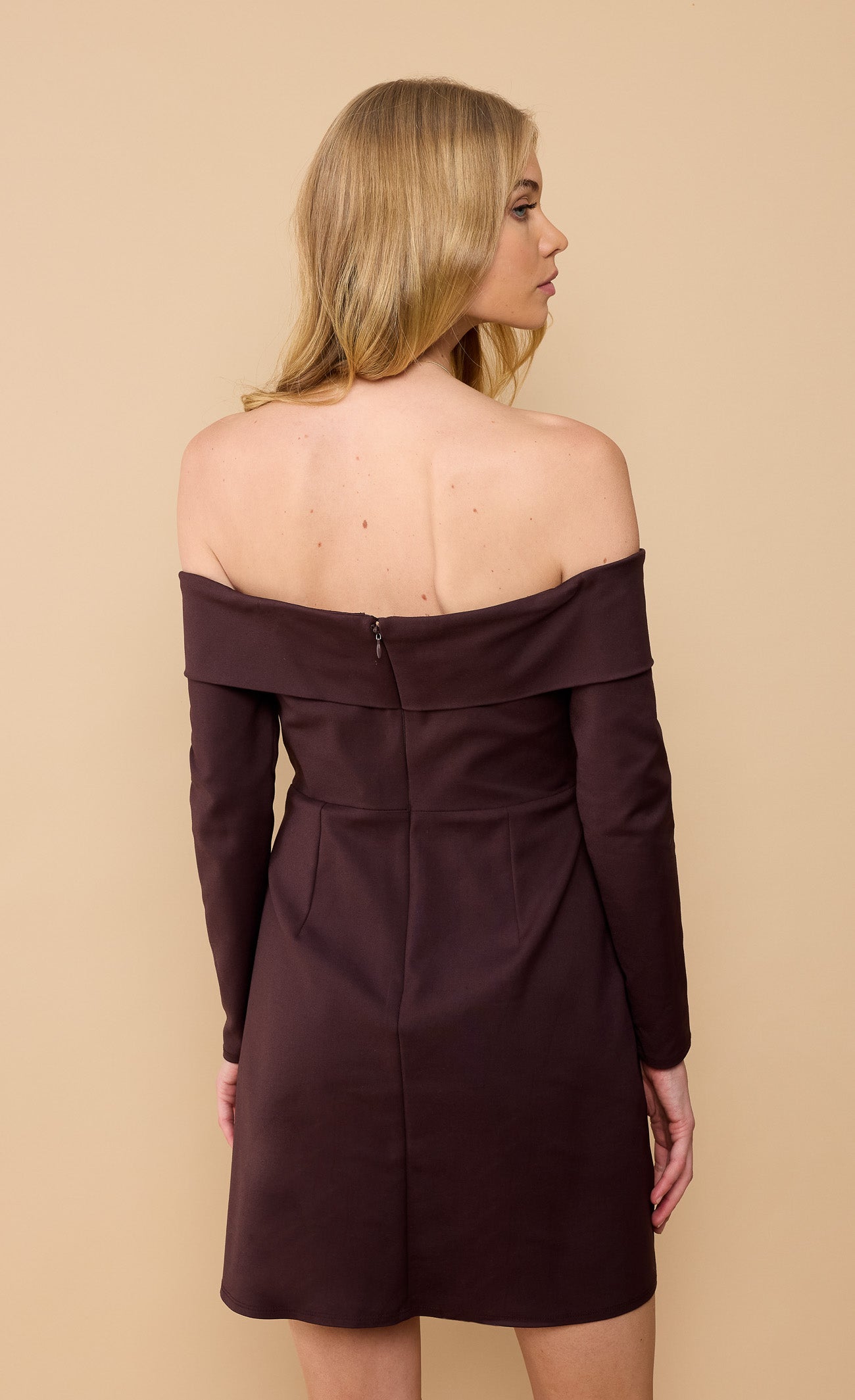 Chocolate Brown Bardot Mini Dress by Vicky Pattison