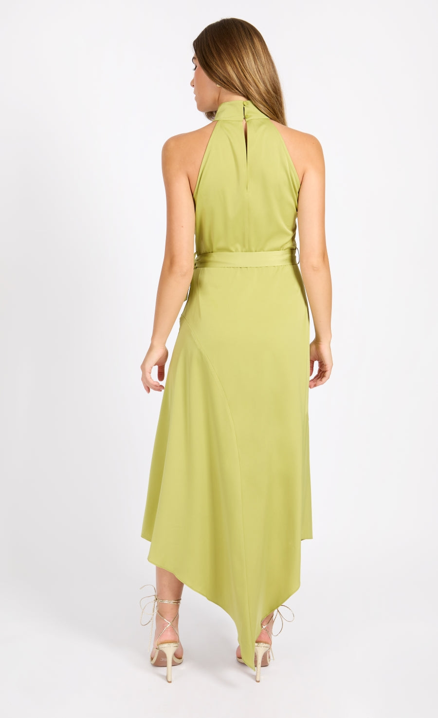 Olive Satin Midaxi Dress