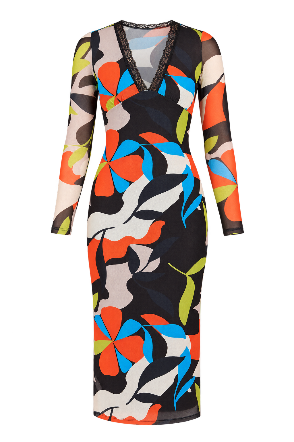 Lina Printed Mesh Midaxi Dress
