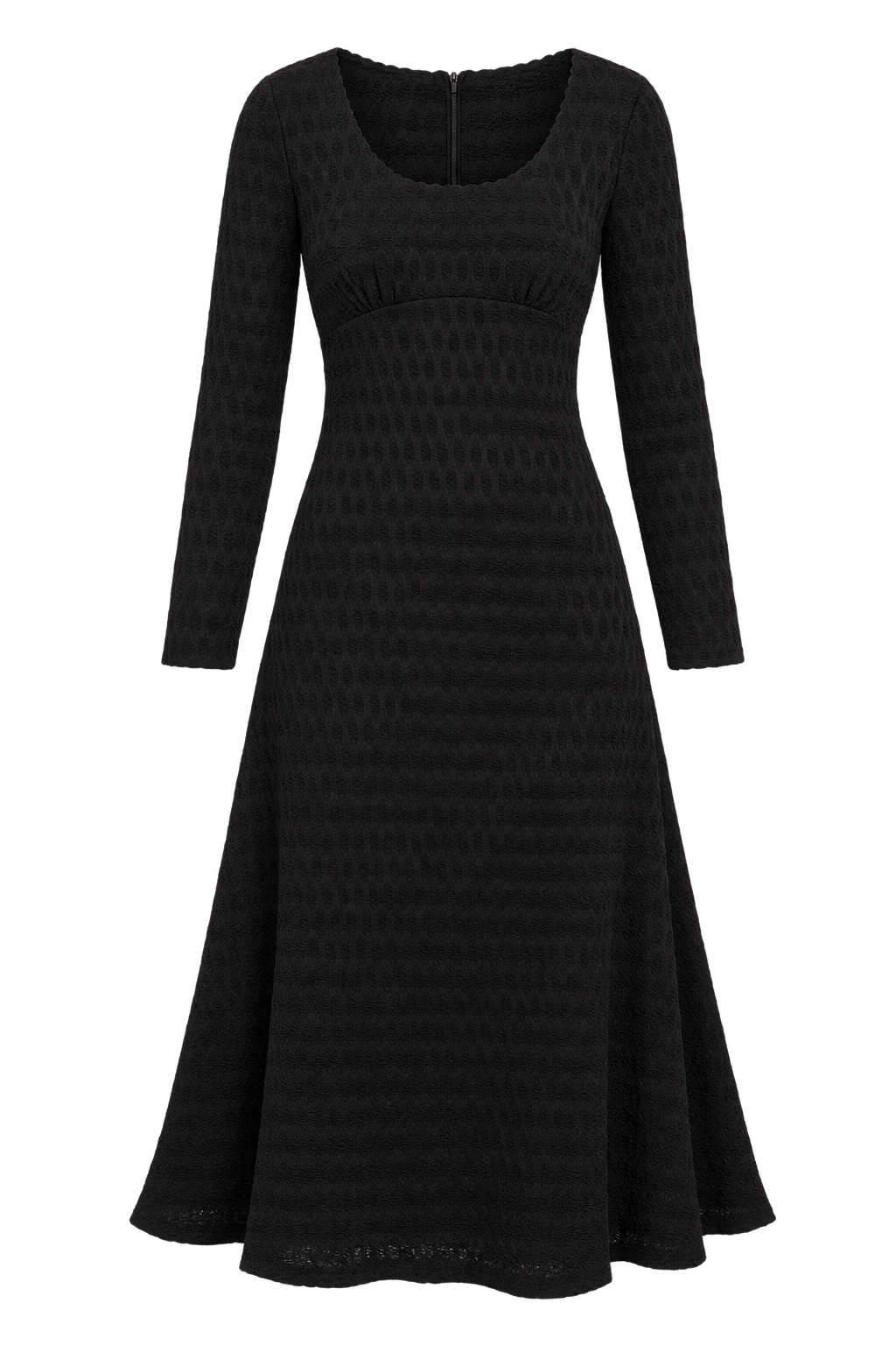 Rosalba Black Waffle Texture Midaxi Dress