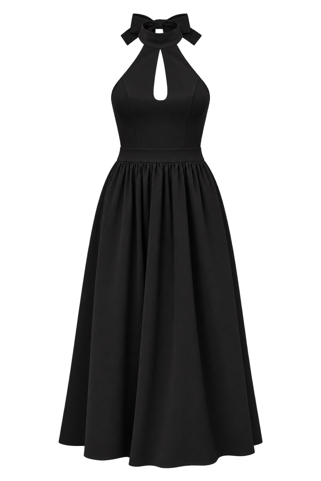 Celia Black Halter Neck Keyhole Midaxi Dress