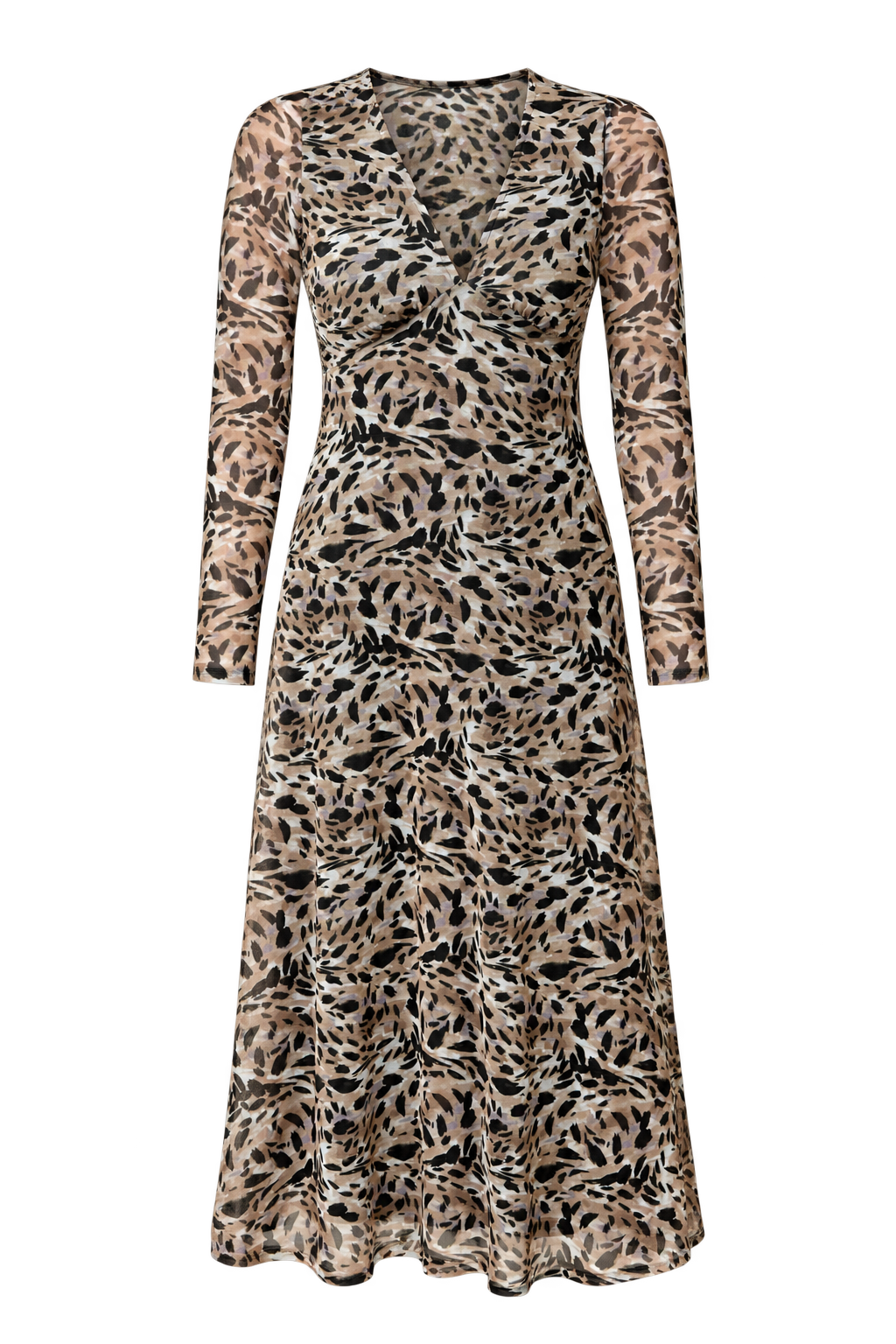 Corinna Animal Print Mesh Midi Dress by Saffron and Amber