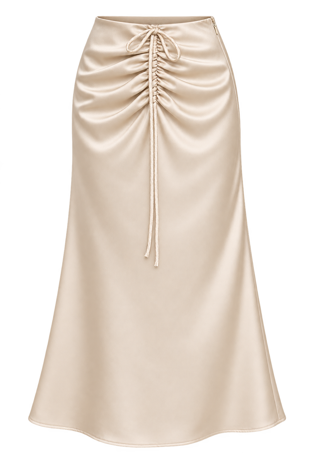 Floriane Champagne Gathered Detail Satin Midaxi Skirt