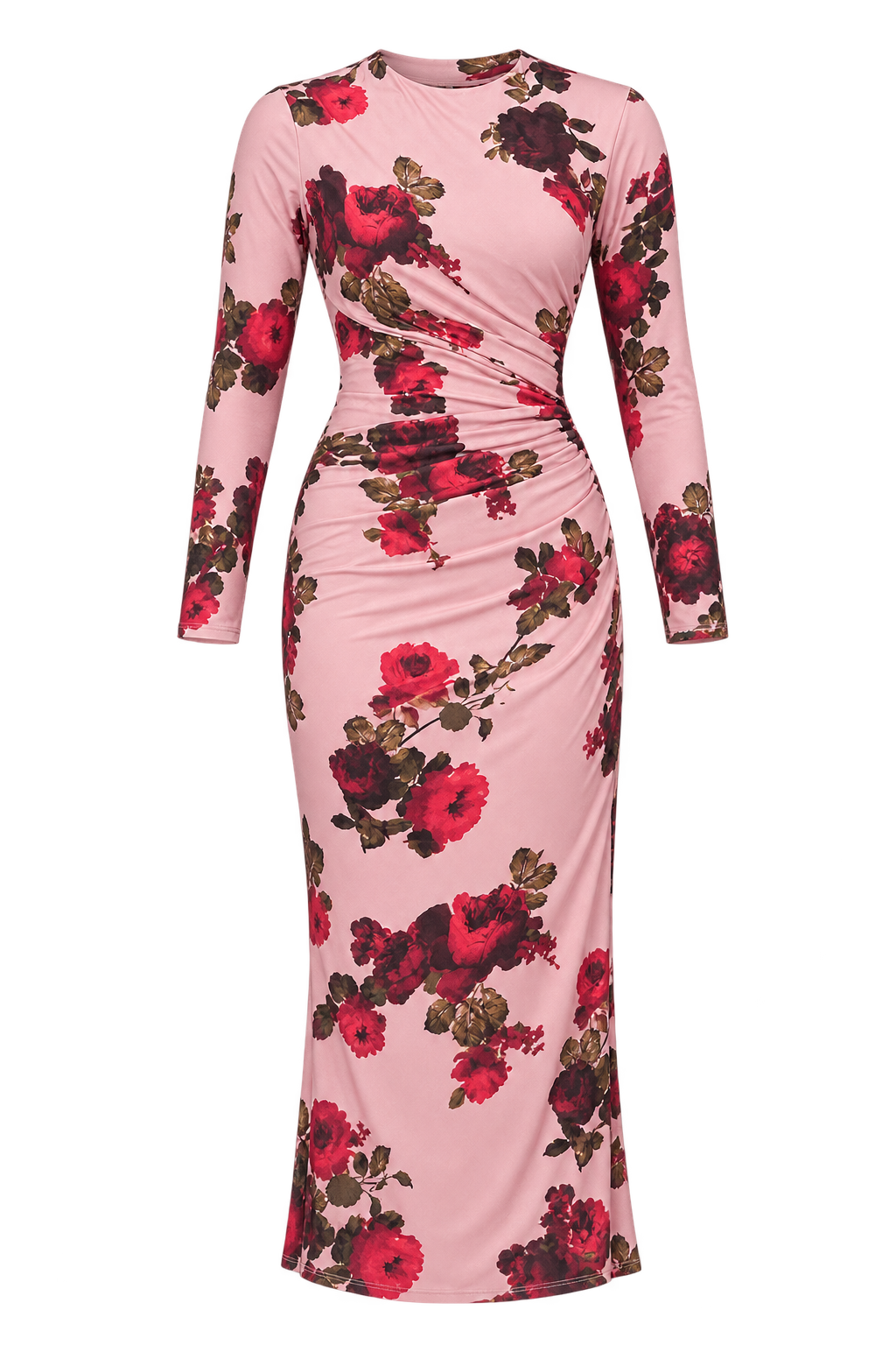 Marlene Multi Floral Print Gathered Midaxi Dress