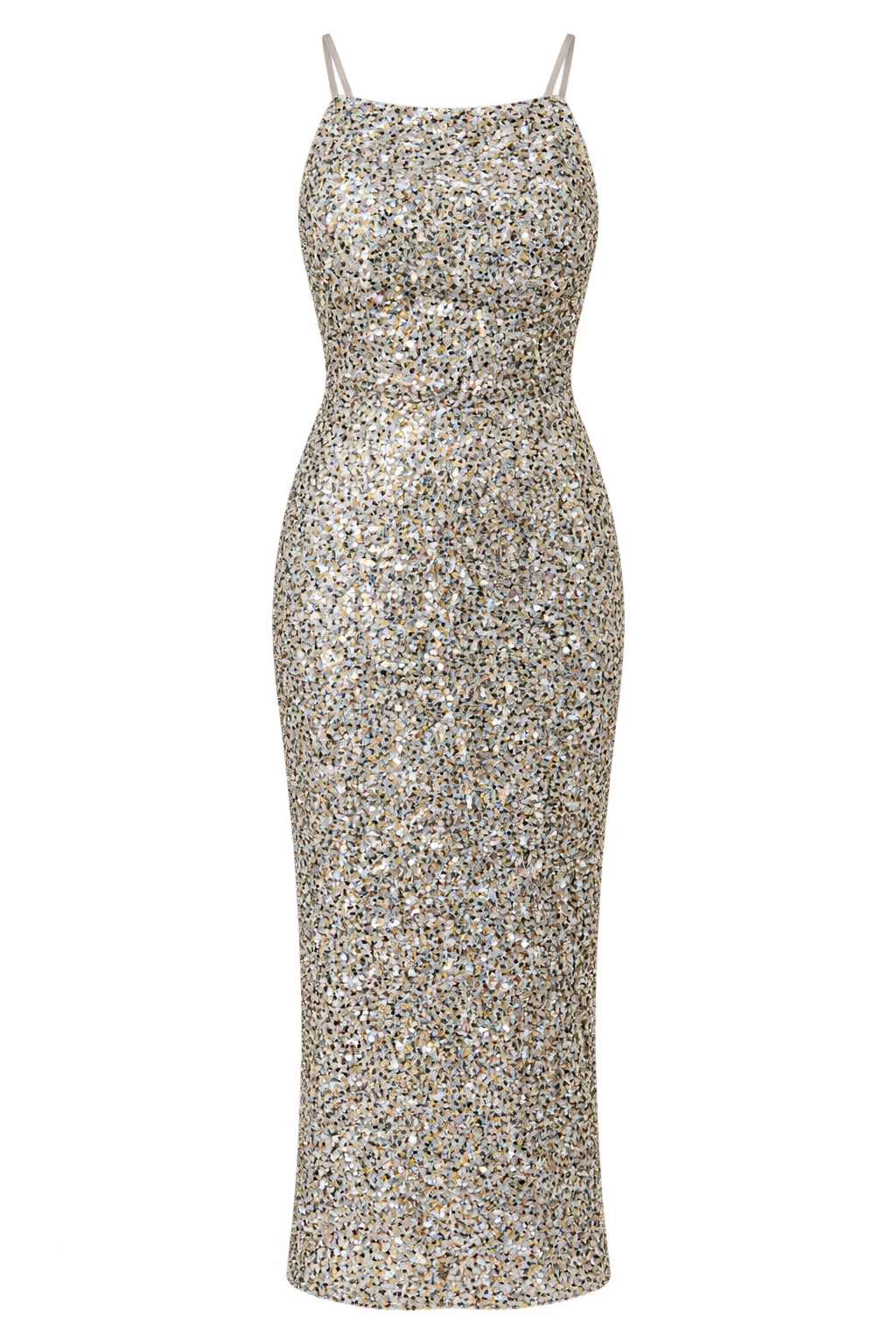 Soleil Silver and Gold Sequin Midaxi Dress