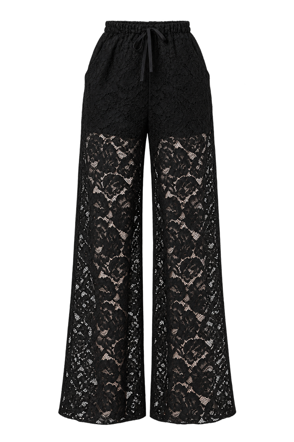 Eden Black Lace High Waist Wide Leg Trousers
