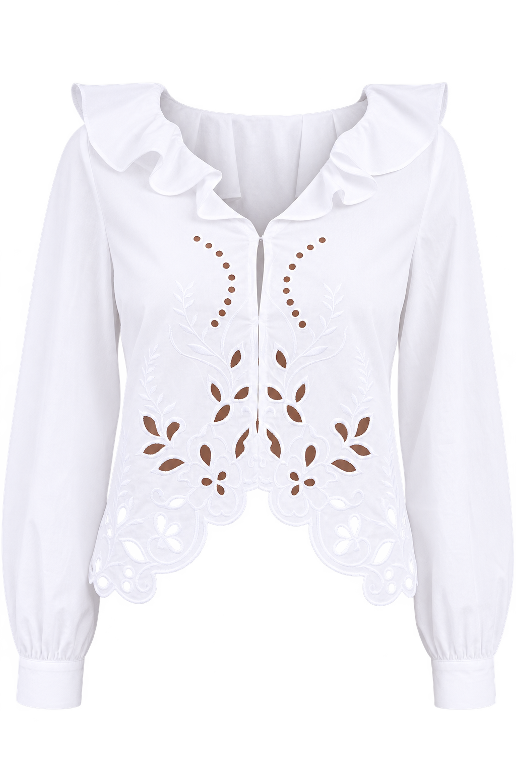 Cléa White Broderie Frill Top