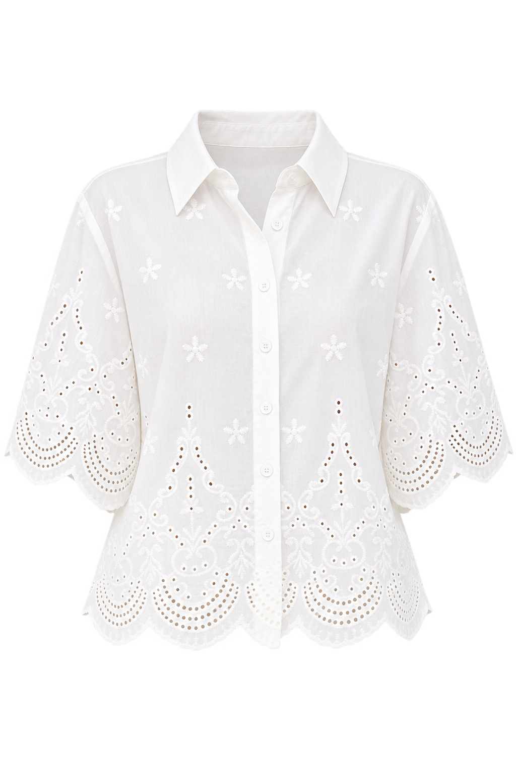 Avelin White Embroidered Shirt