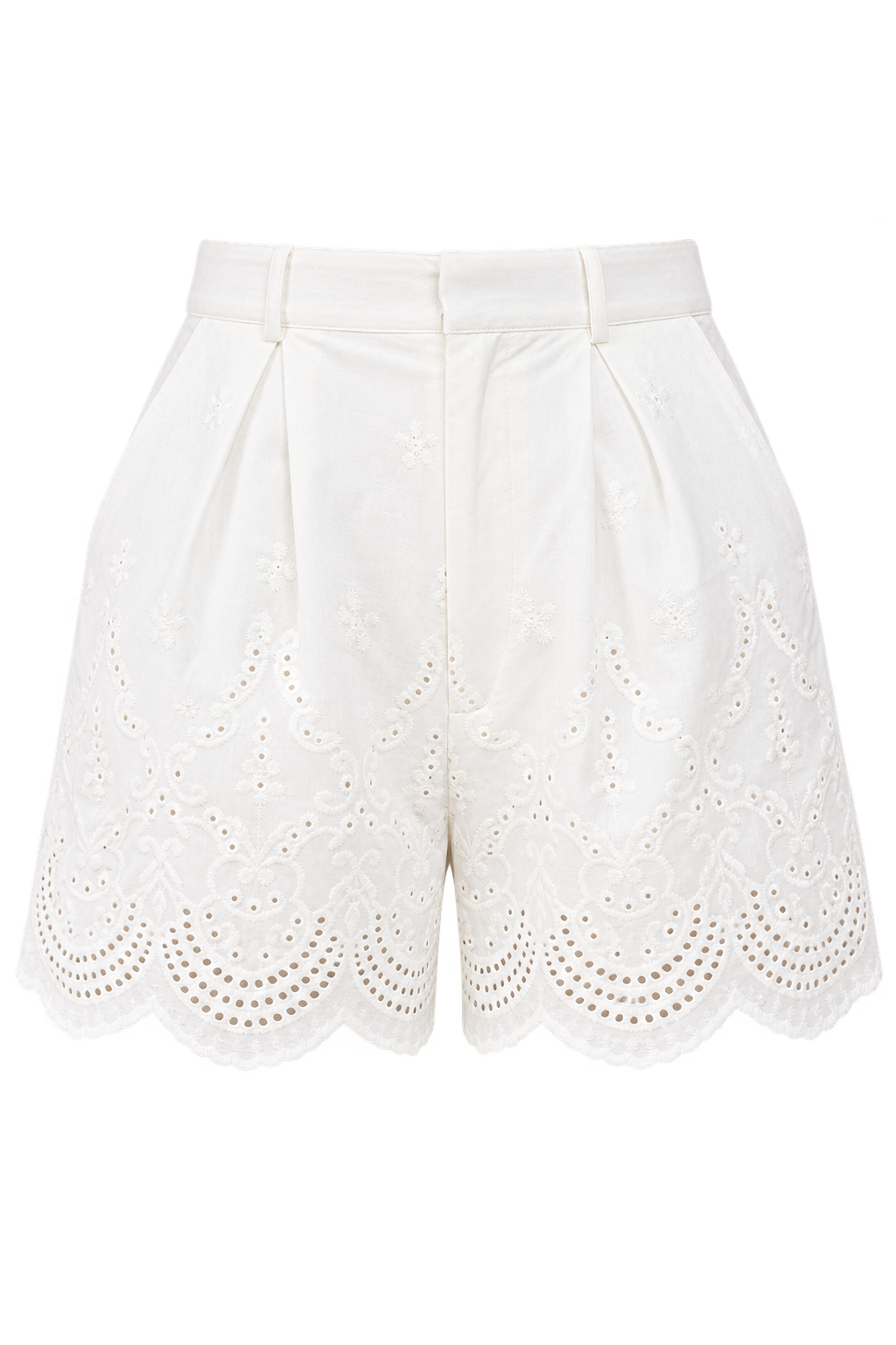 Avelin White Embroidered Shorts