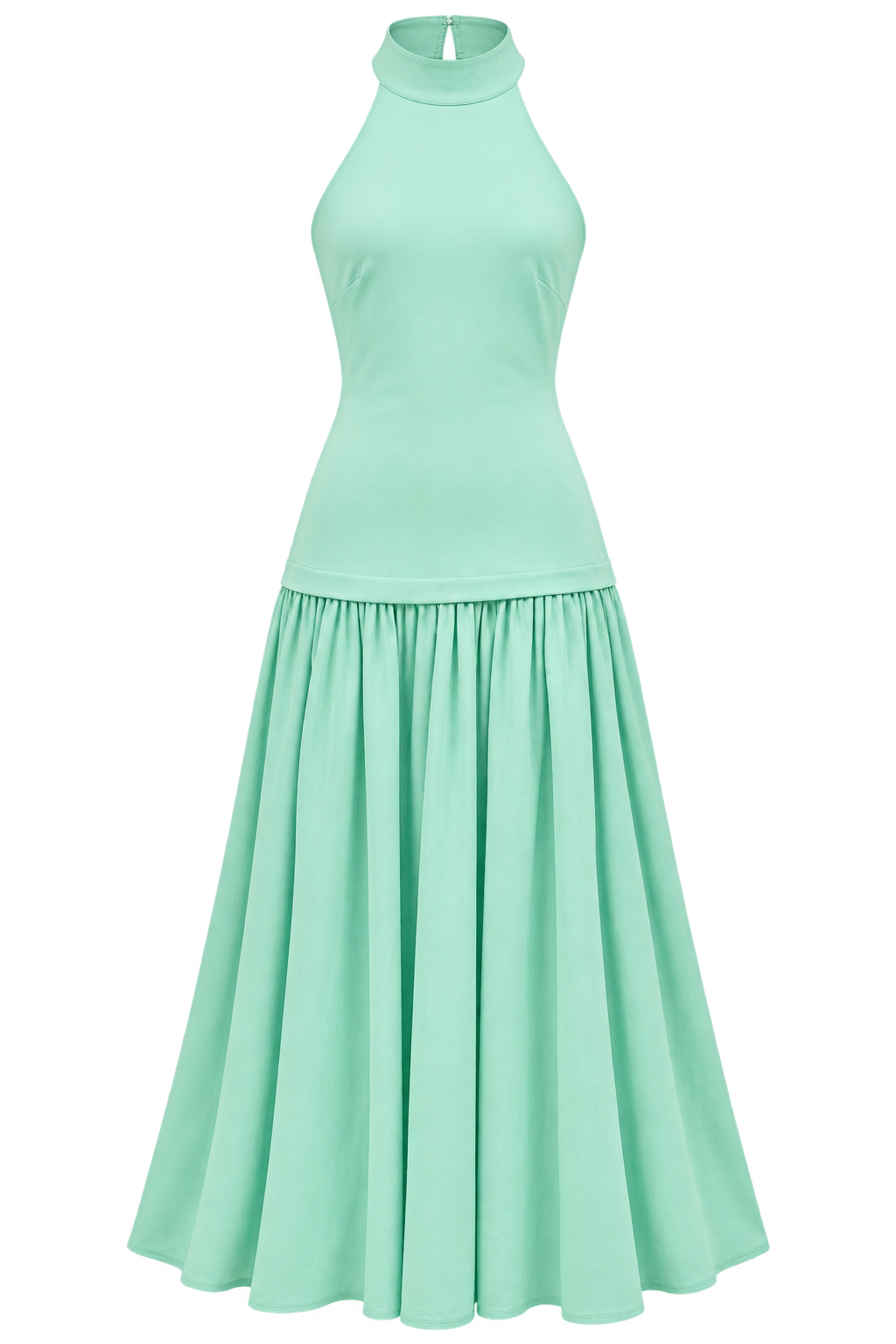 Verena Sage Halterneck Dropped Waist Maxi Dress
