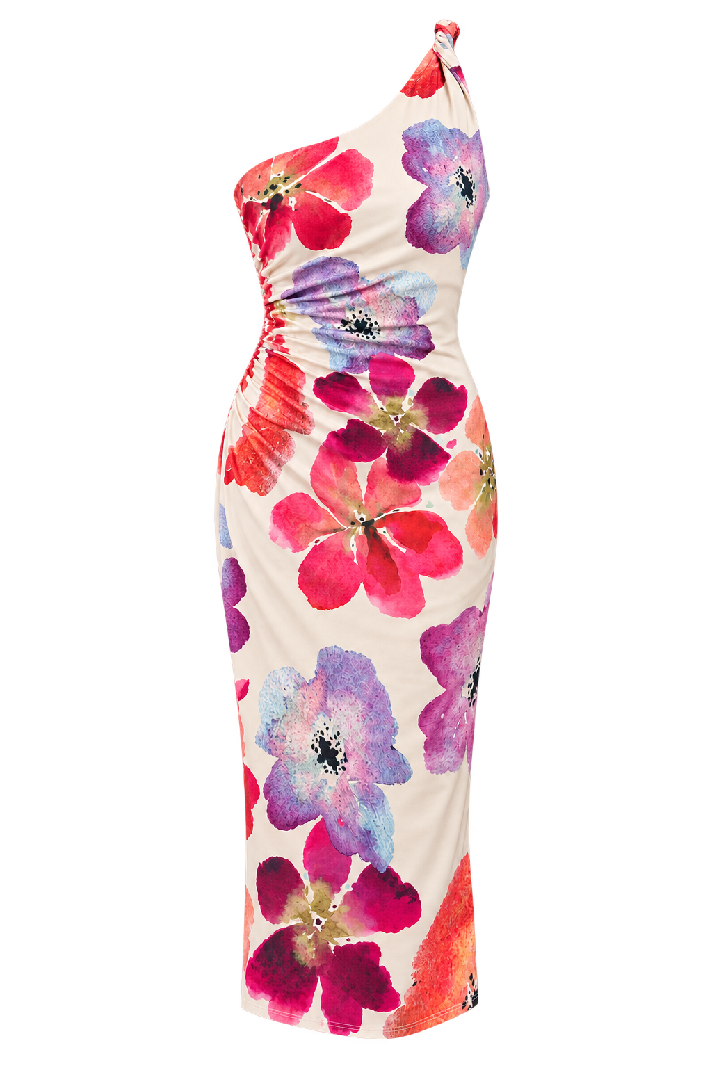 Sybille Floral Print One-Shoulder Midaxi Dress