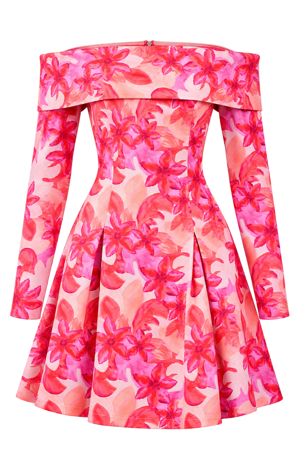 Serene Pink Floral Print Bardot Mini Dress