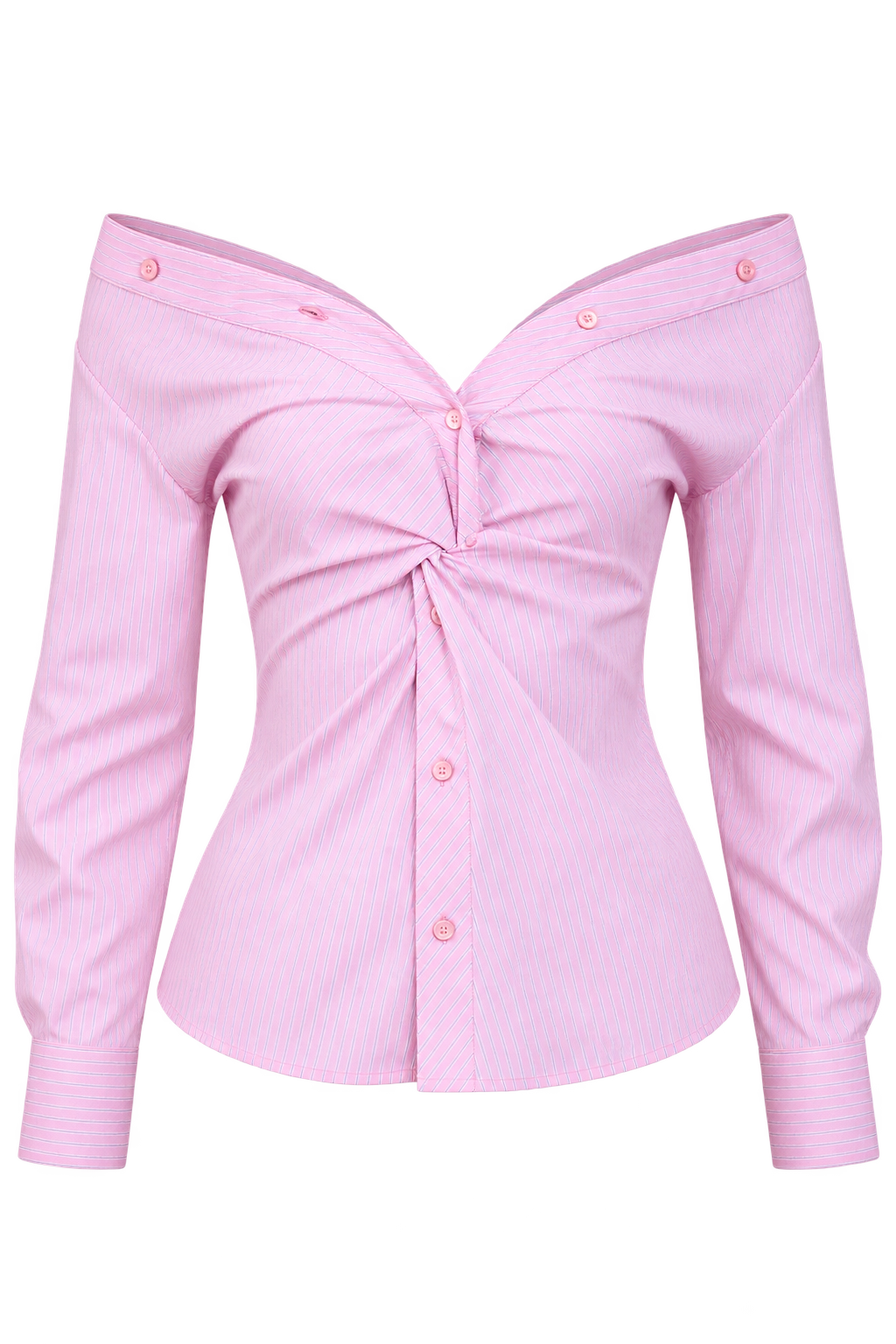 Laurette Pink Stripe Twist Detail Shirt