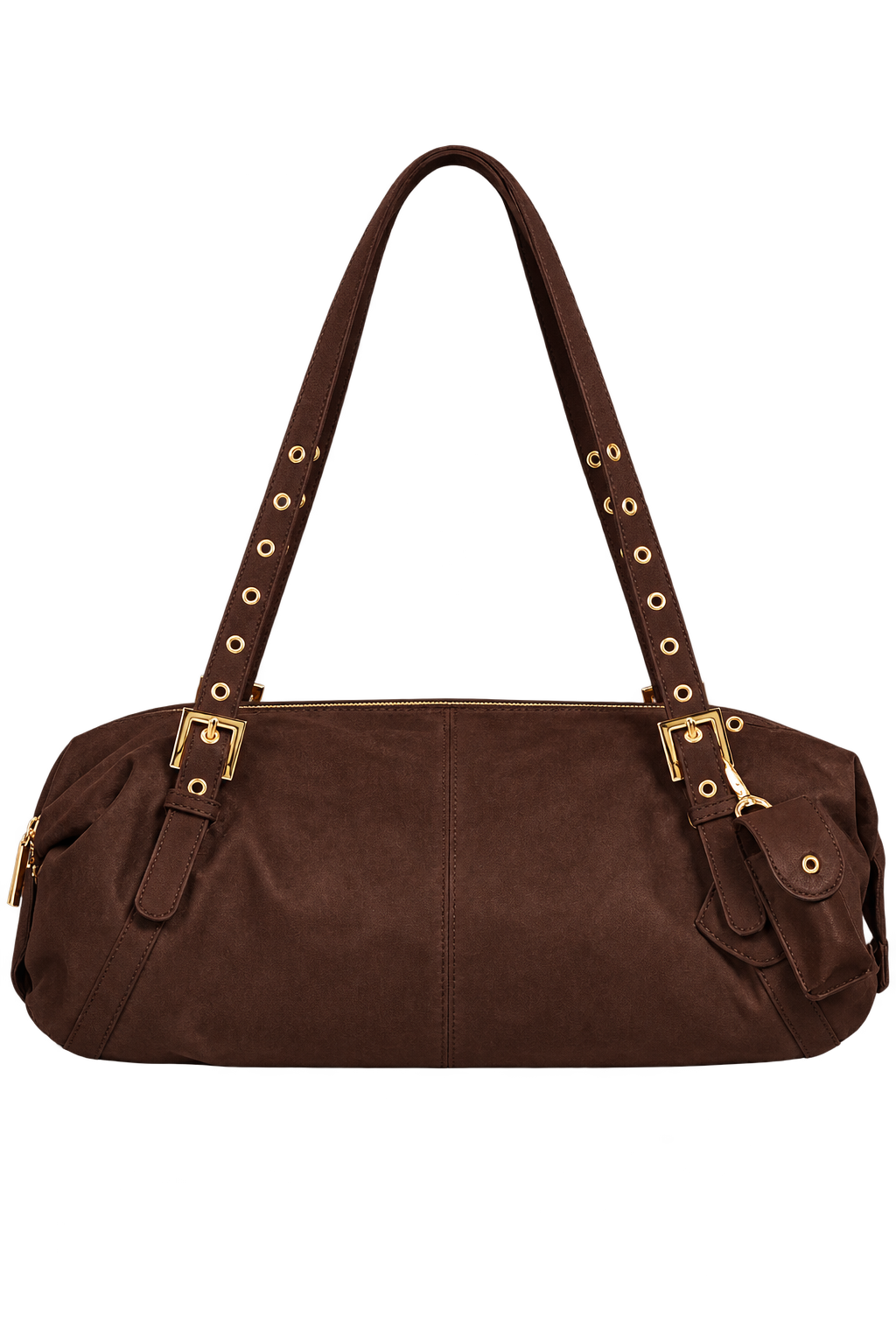 Jessica Chocolate Faux Suede Shoulder Bag