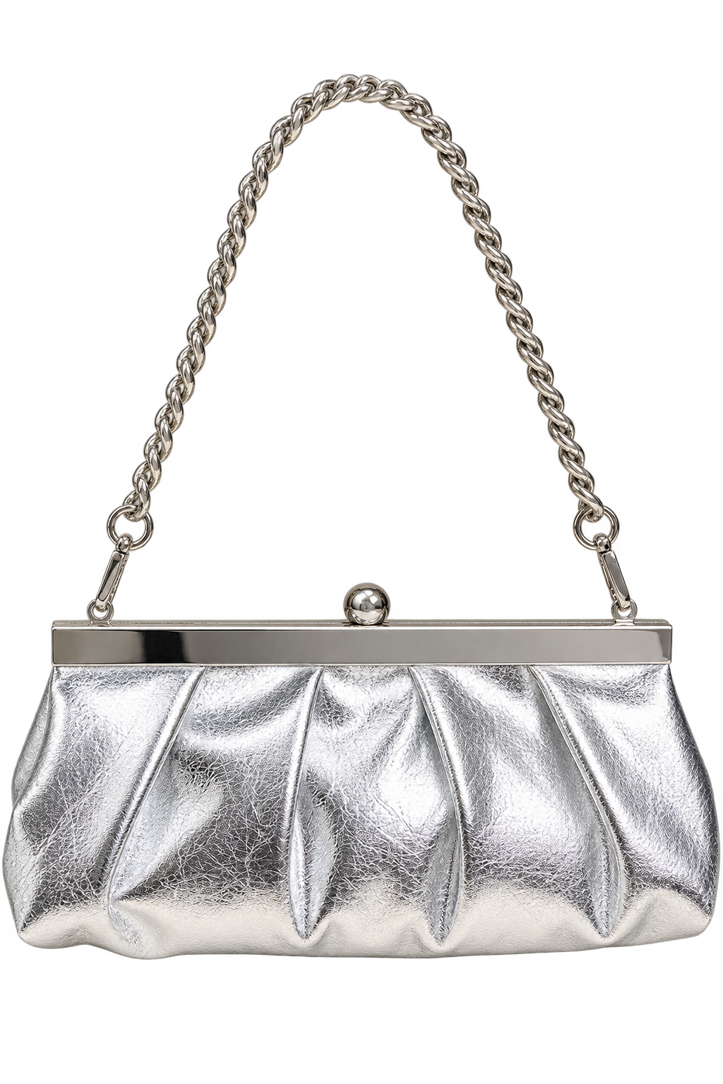 Justine Metallic Silver Elongated Clutch Bag