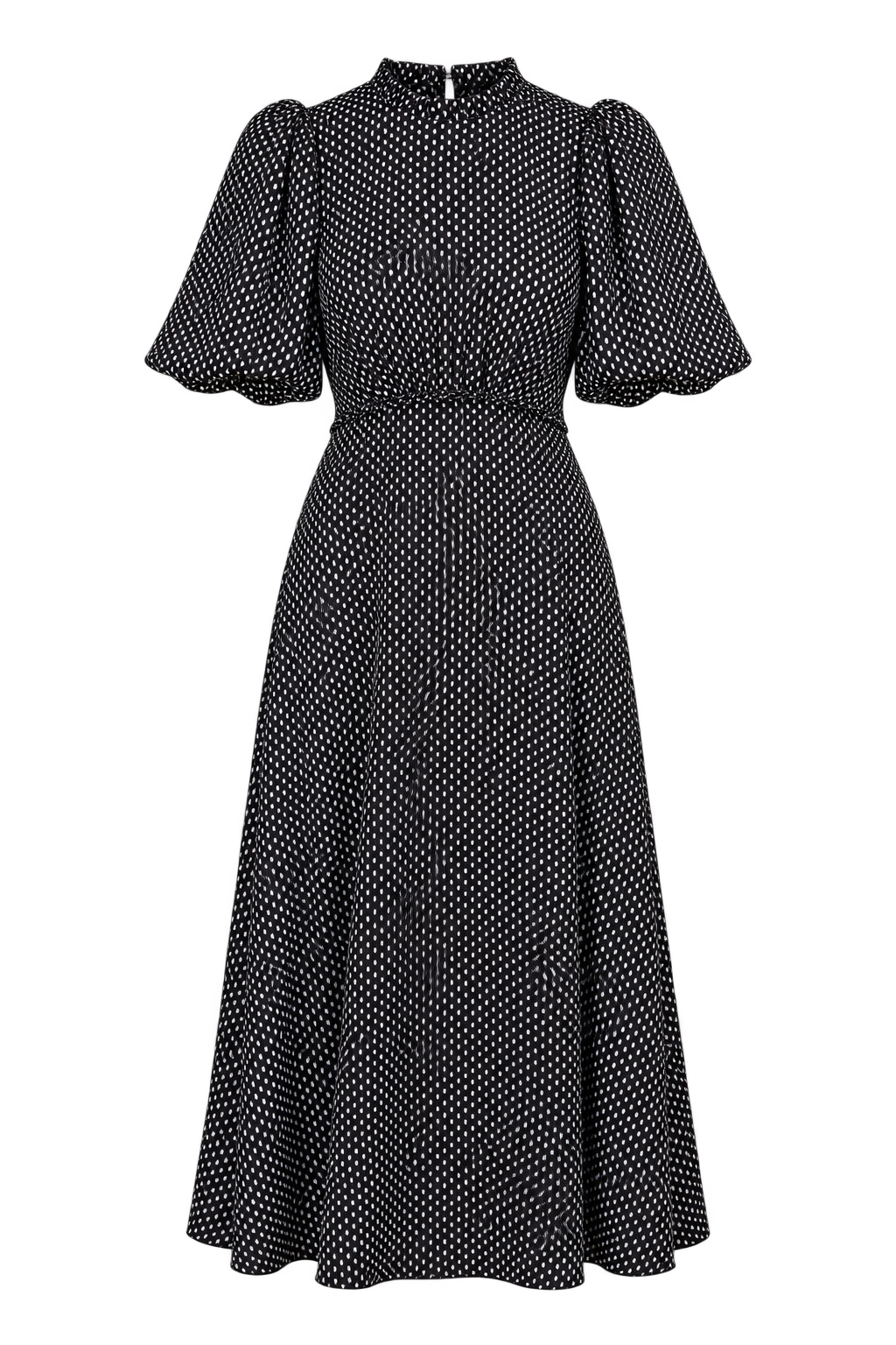 Crocus Black Dart Print Puff Sleeve Midaxi Dress