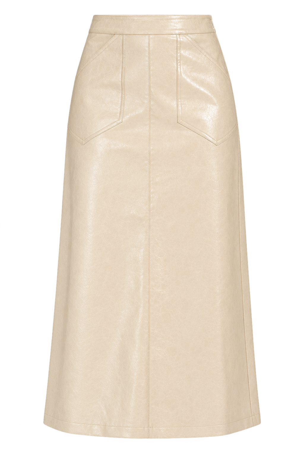 Linnea Oatmeal Cracked PU Midaxi Skirt