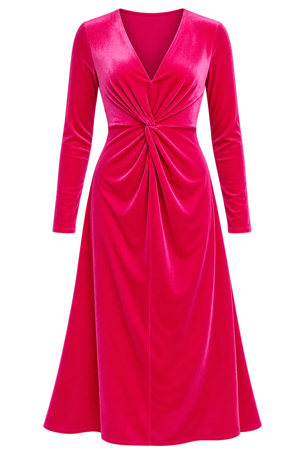 Peony Pink Velvet Knot Detail Midaxi Dress