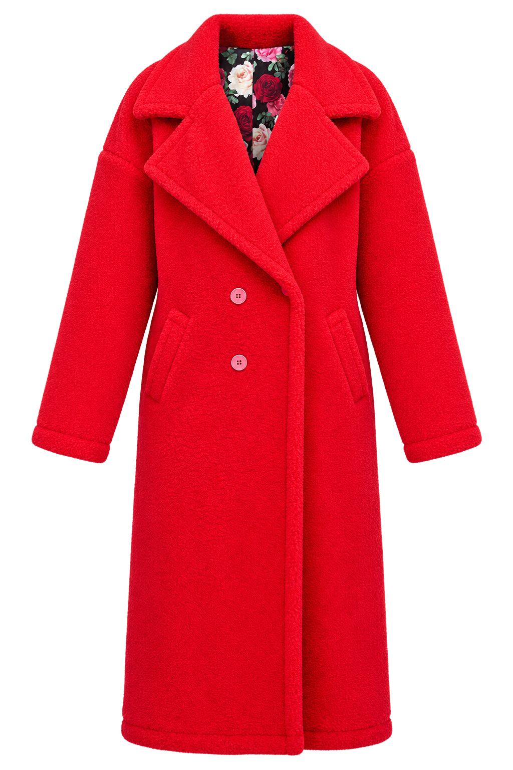 Oversized Red Teddy Coat