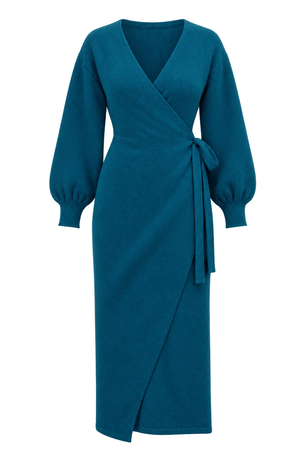 Senna Petrol Knit Midaxi Wrap Dress