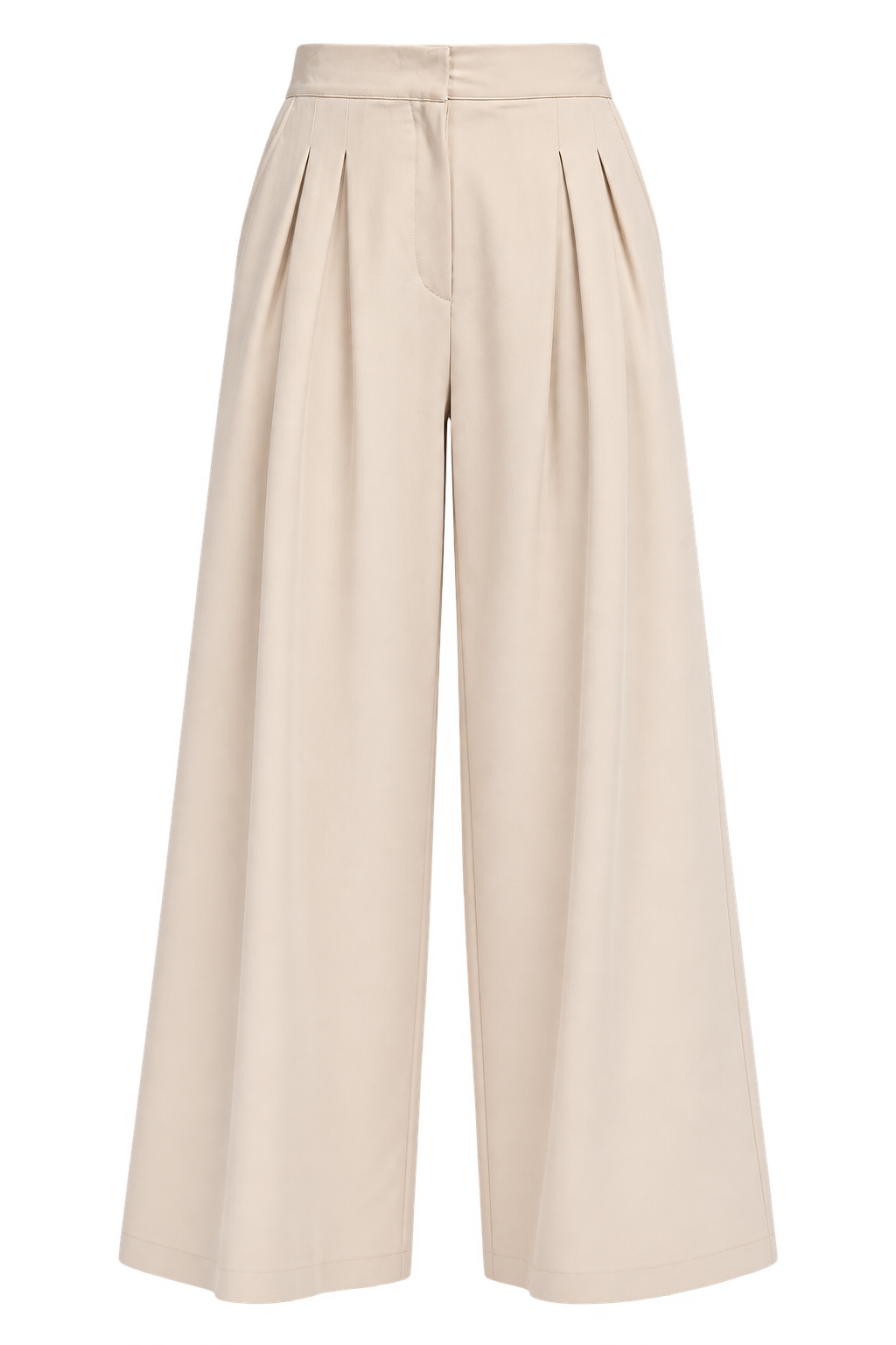 Tulipa Beige Pleat Wide Leg Trousers