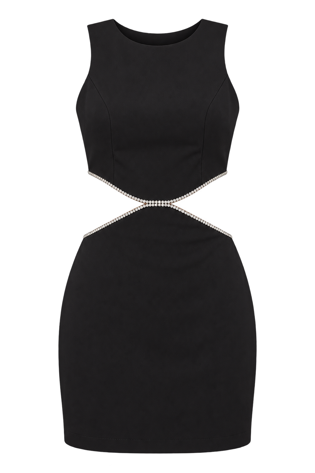 Martin Black Diamanté Cut-Out Mini Dress by Chloe Lewis