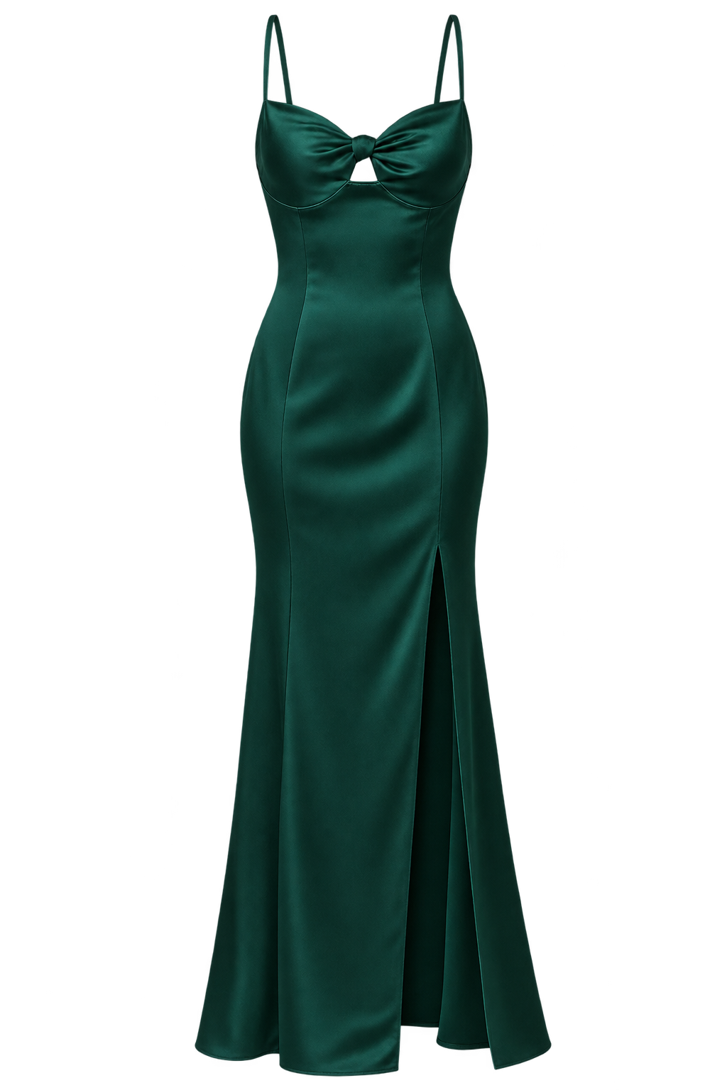 Tallulah Green Satin Lace Detail Maxi Dress