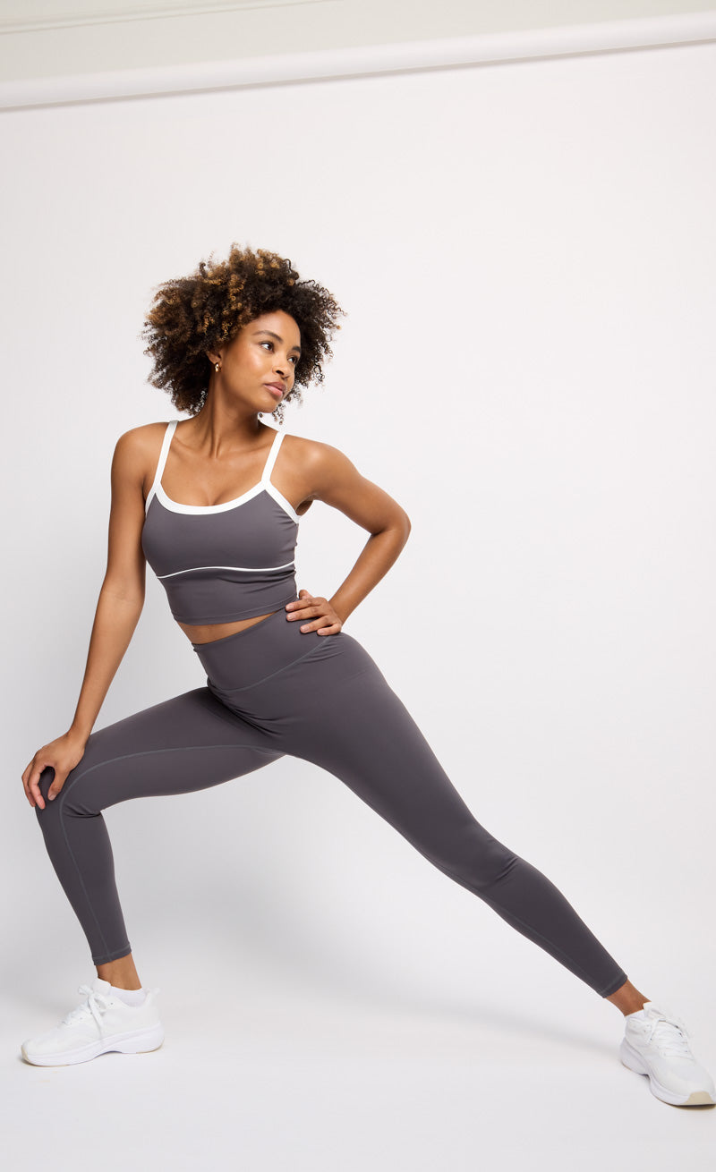 Charcoal Grey Contrast Crop Top