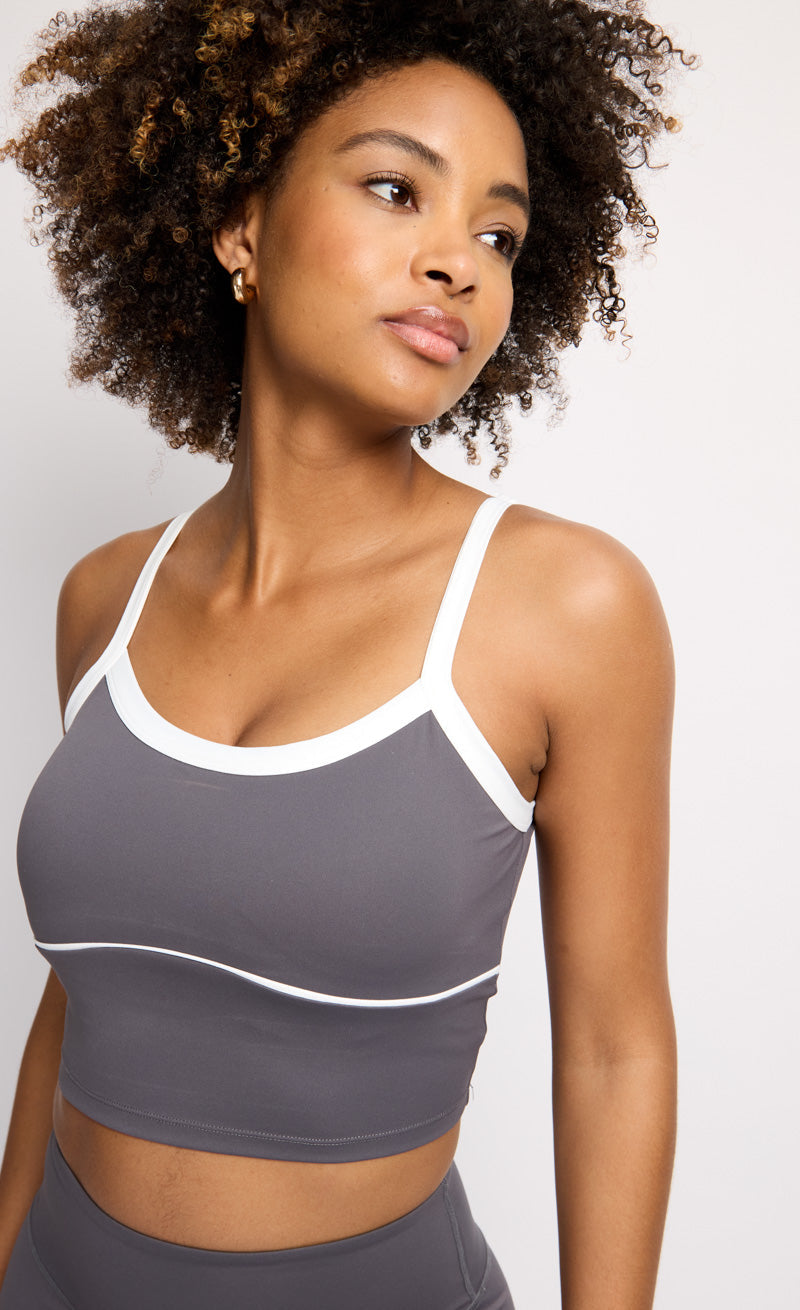 Charcoal Grey Contrast Crop Top