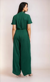 Green Drape Detail JumpsuitOne-PiecesJumpsuitsLittle Mistress